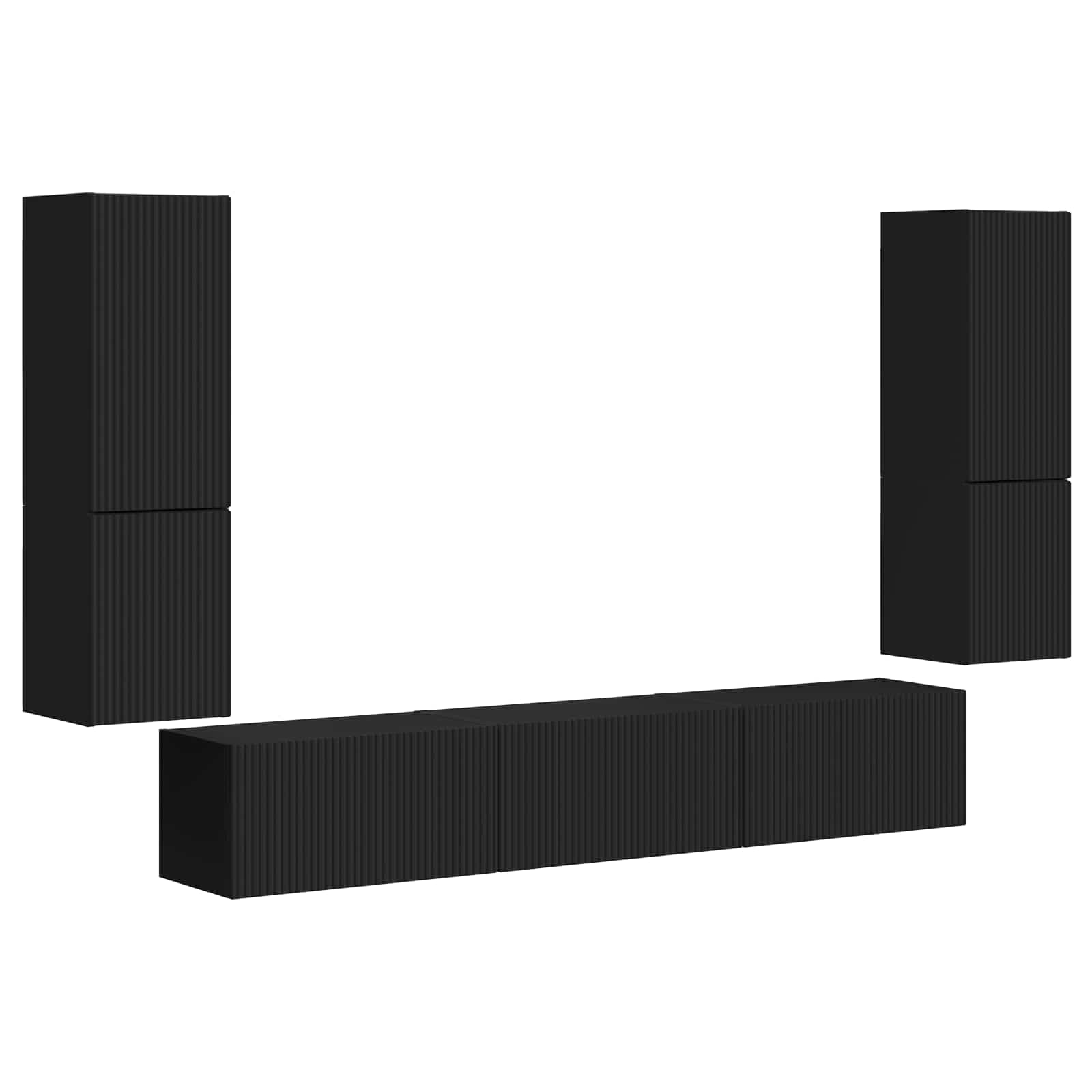 Ensemble meuble TV Montage mural 4 pcs Noir Bois d'ingénierie - XIOS