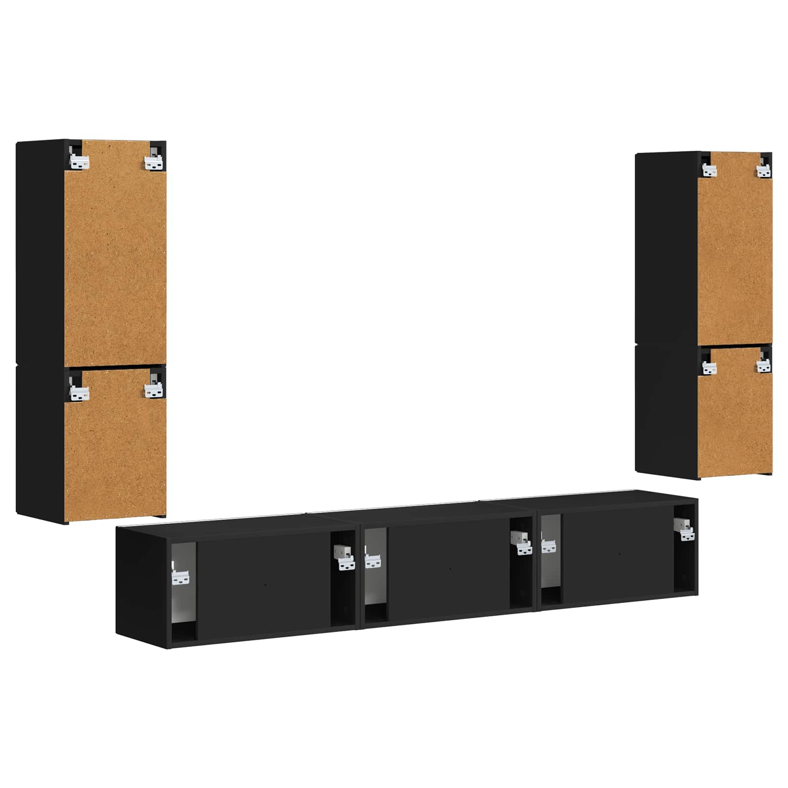 Ensemble meuble TV Montage mural 4 pcs Noir Bois d'ingénierie - XIOS