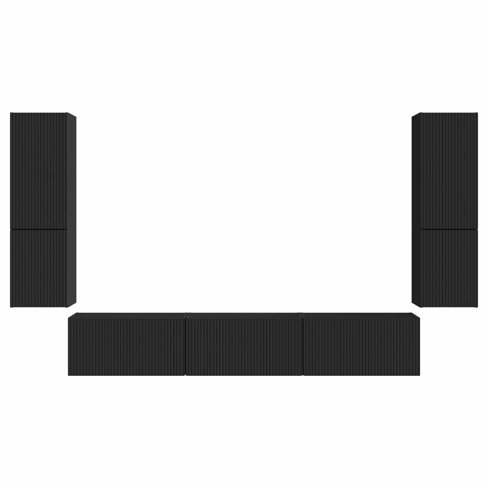 Ensemble meuble TV Montage mural 4 pcs Noir Bois d'ingénierie - XIOS