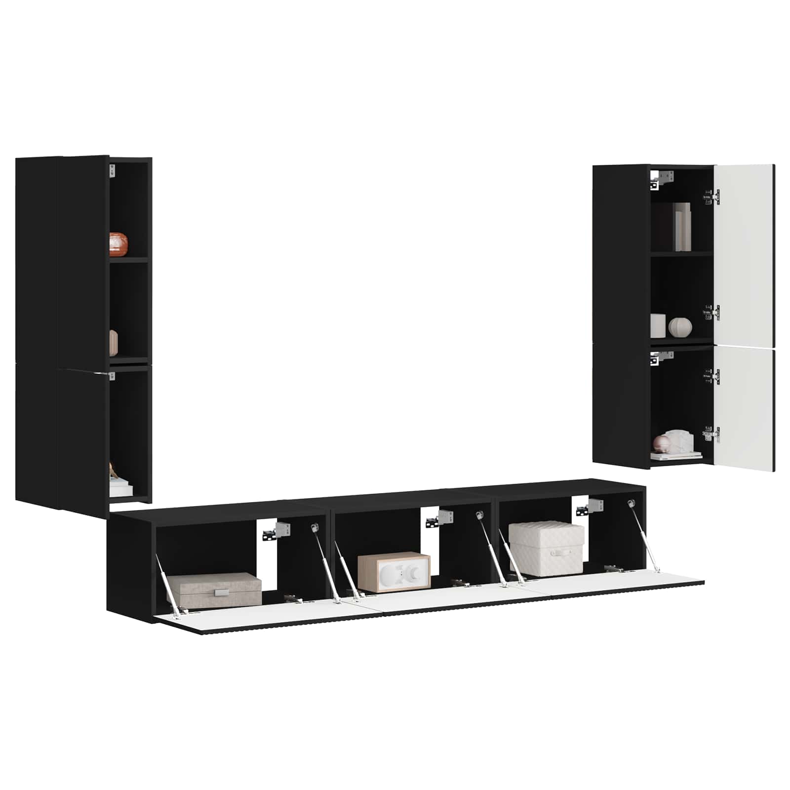 Ensemble meuble TV Montage mural 4 pcs Noir Bois d'ingénierie - XIOS