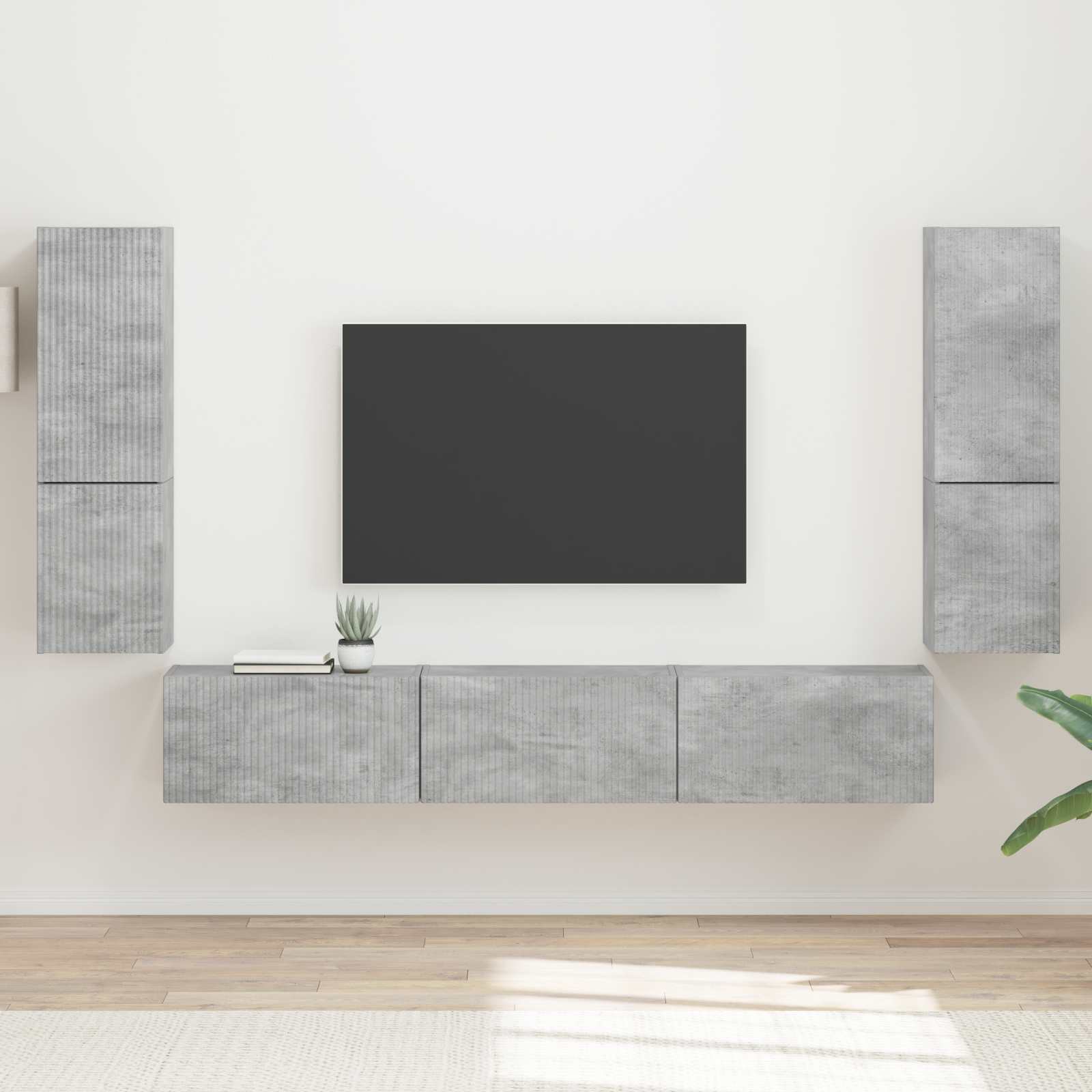 Ensemble meuble TV 4 pcs Gris béton Bois d'ingénierie - XIOS
