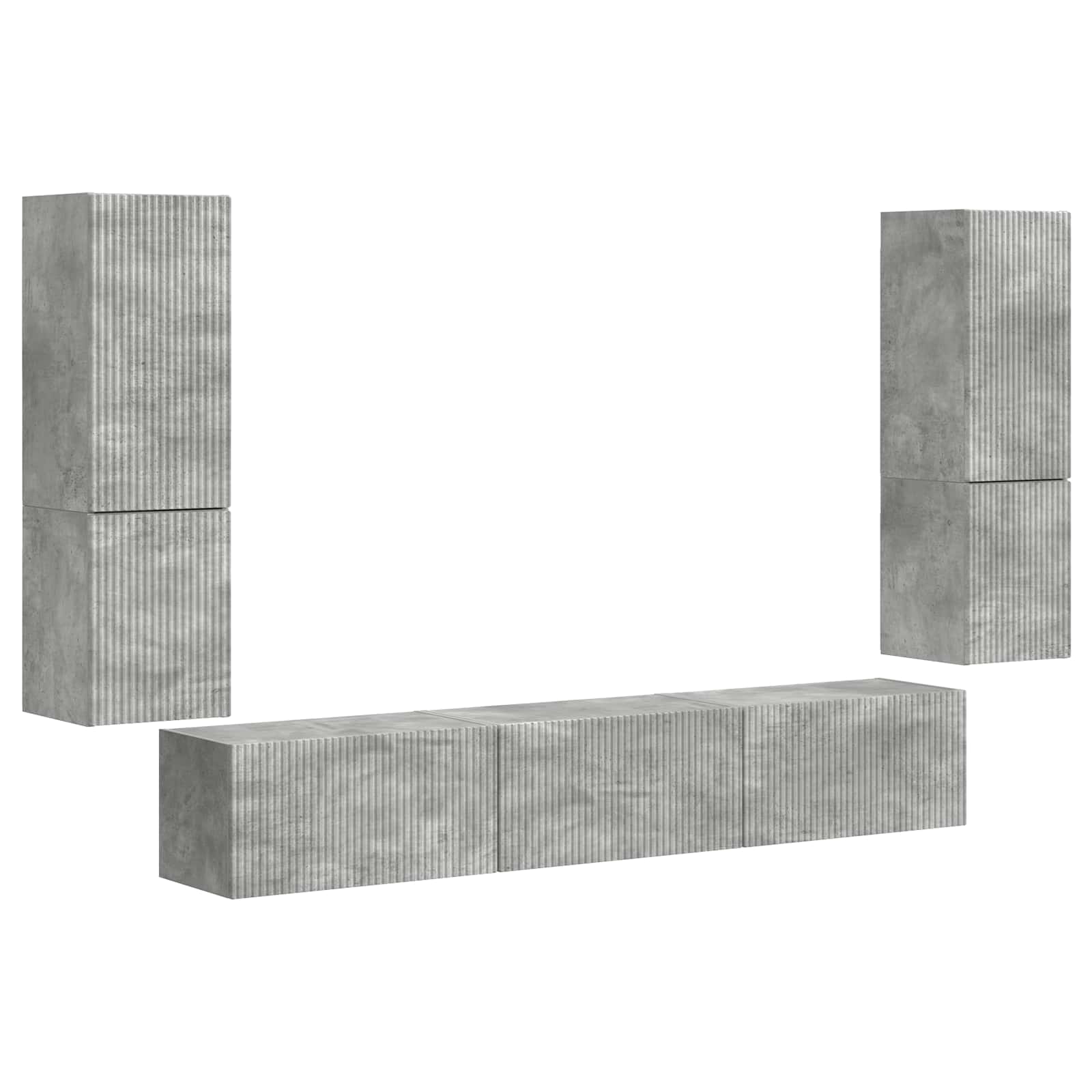 Ensemble meuble TV 4 pcs Gris béton Bois d'ingénierie - XIOS