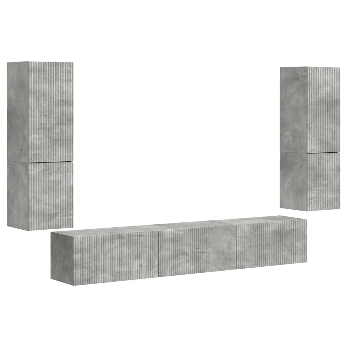 Ensemble meuble TV 4 pc Gris béton Bois d’ingénierie - XIOS