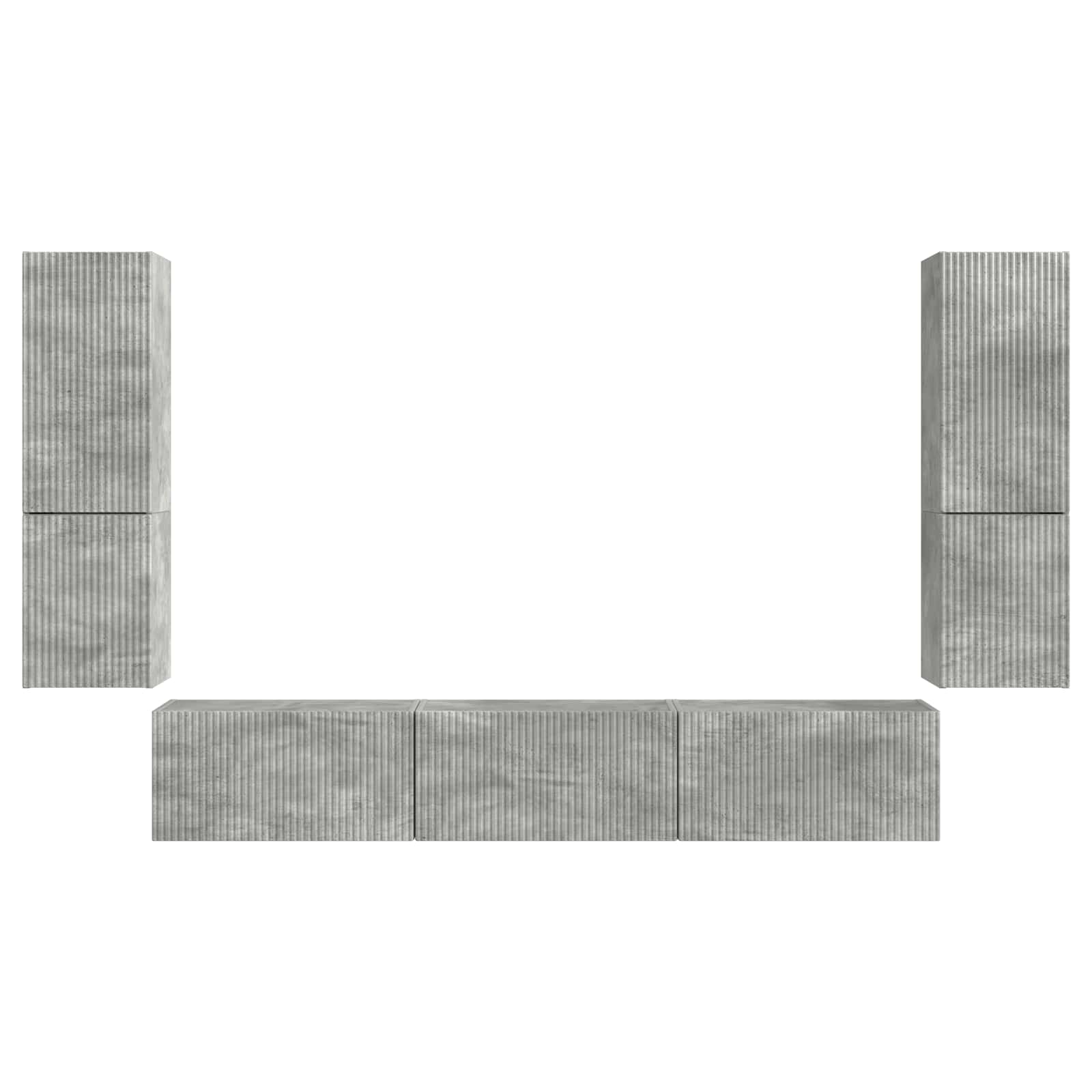 Ensemble meuble TV 4 pcs Gris béton Bois d'ingénierie - XIOS