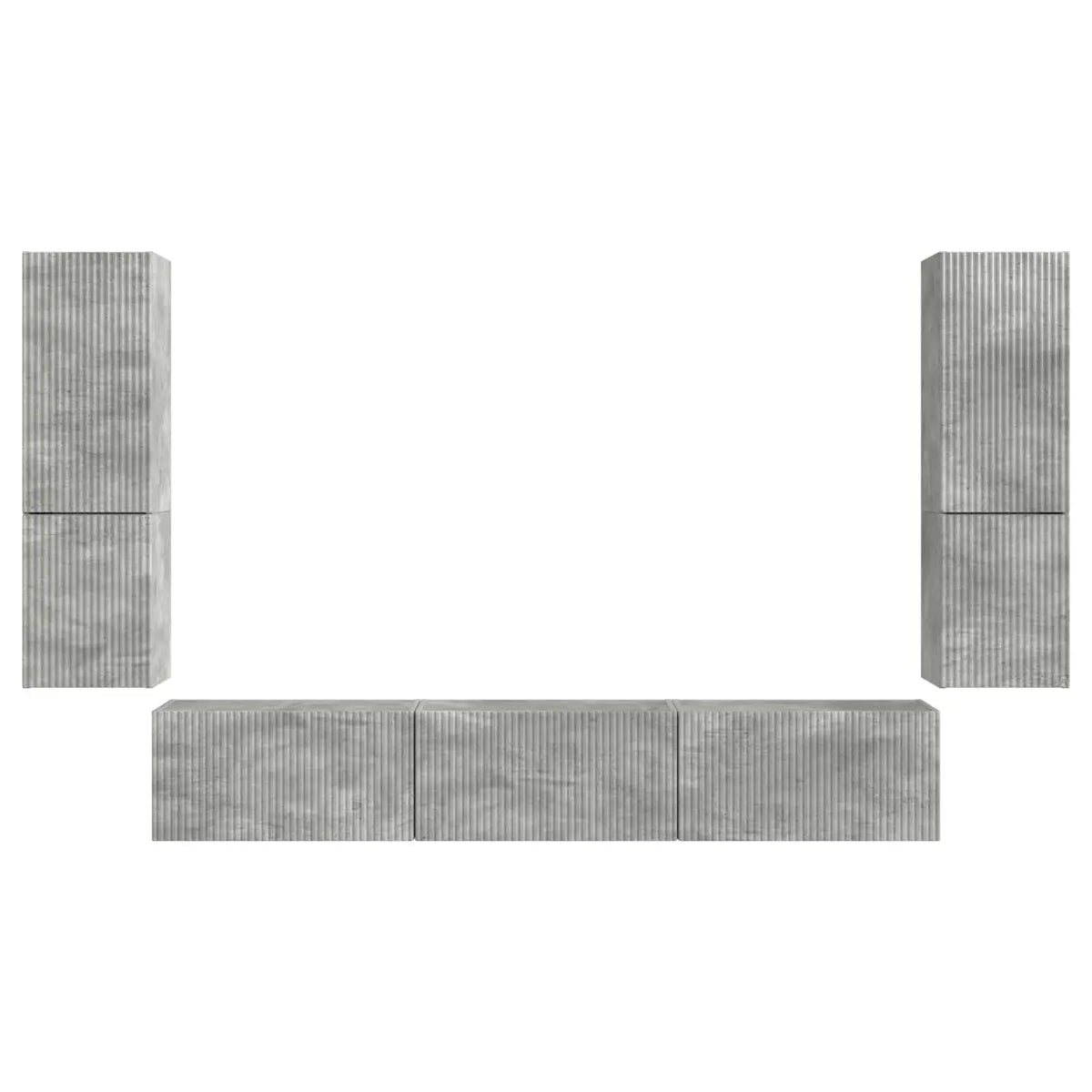 Ensemble meuble TV 4 pc Gris béton Bois d’ingénierie - XIOS