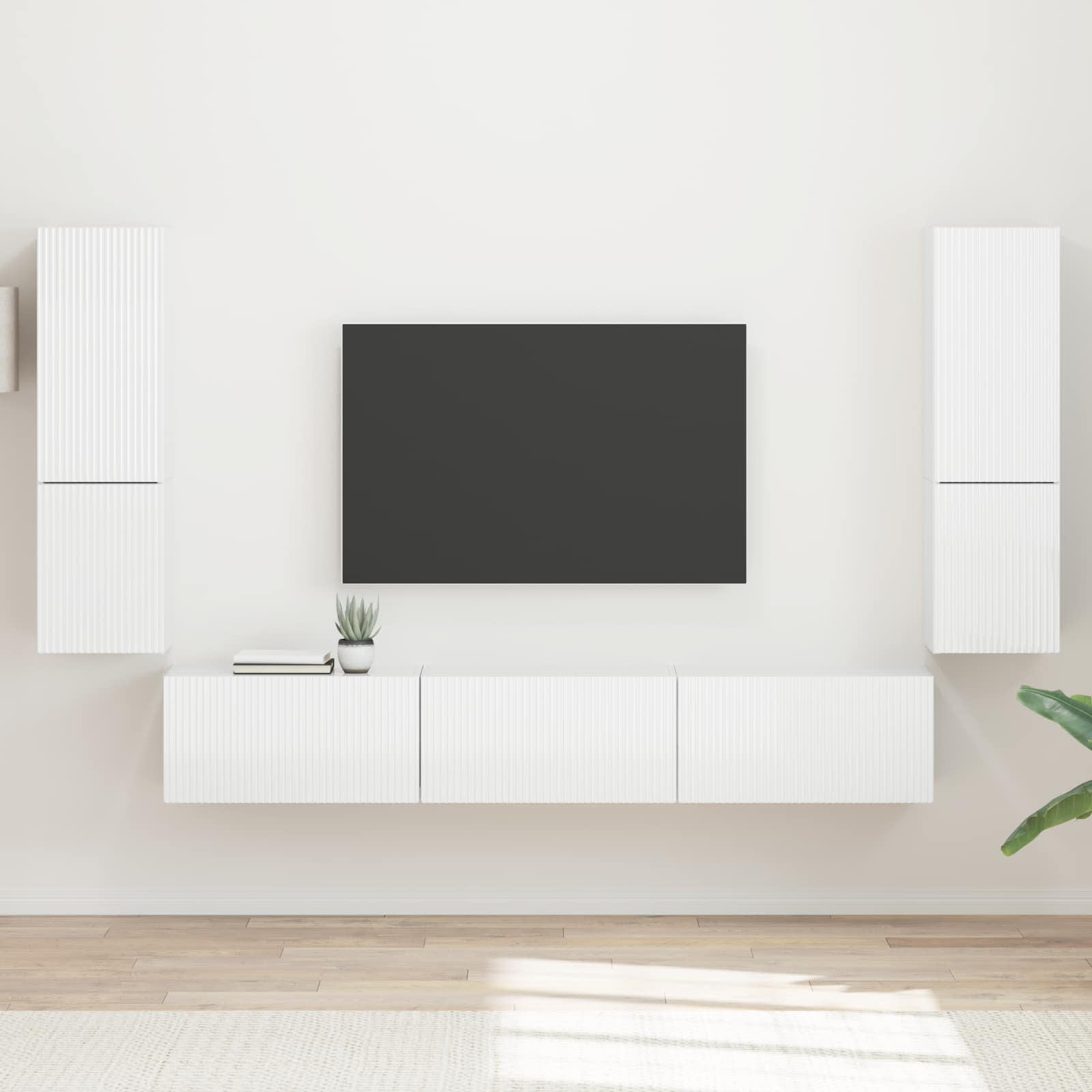 Ensemble meuble TV 4 pcs Blanc brillant Bois d'ingénierie - XIOS