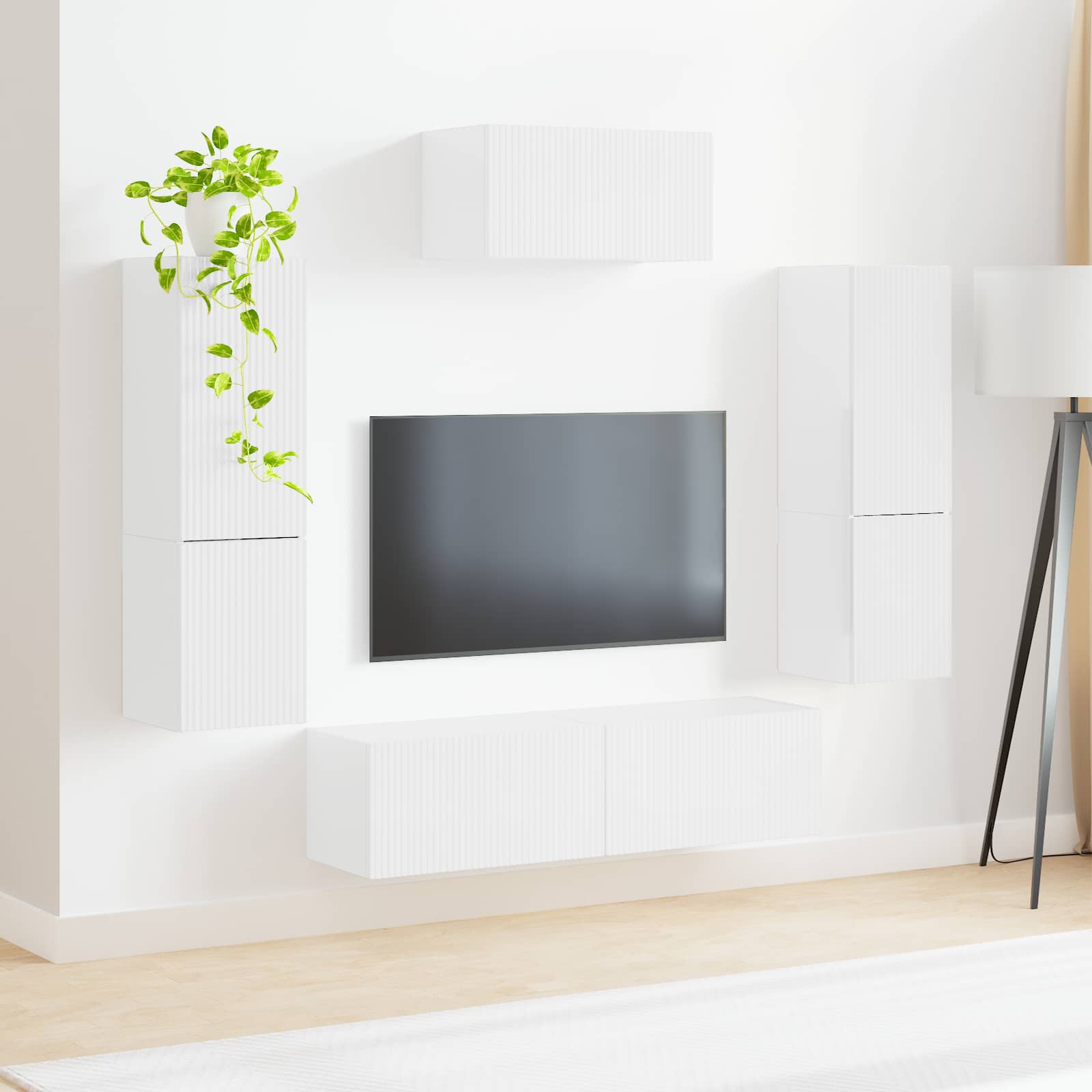 Ensemble meuble TV 4 pcs Blanc brillant Bois d'ingénierie - XIOS