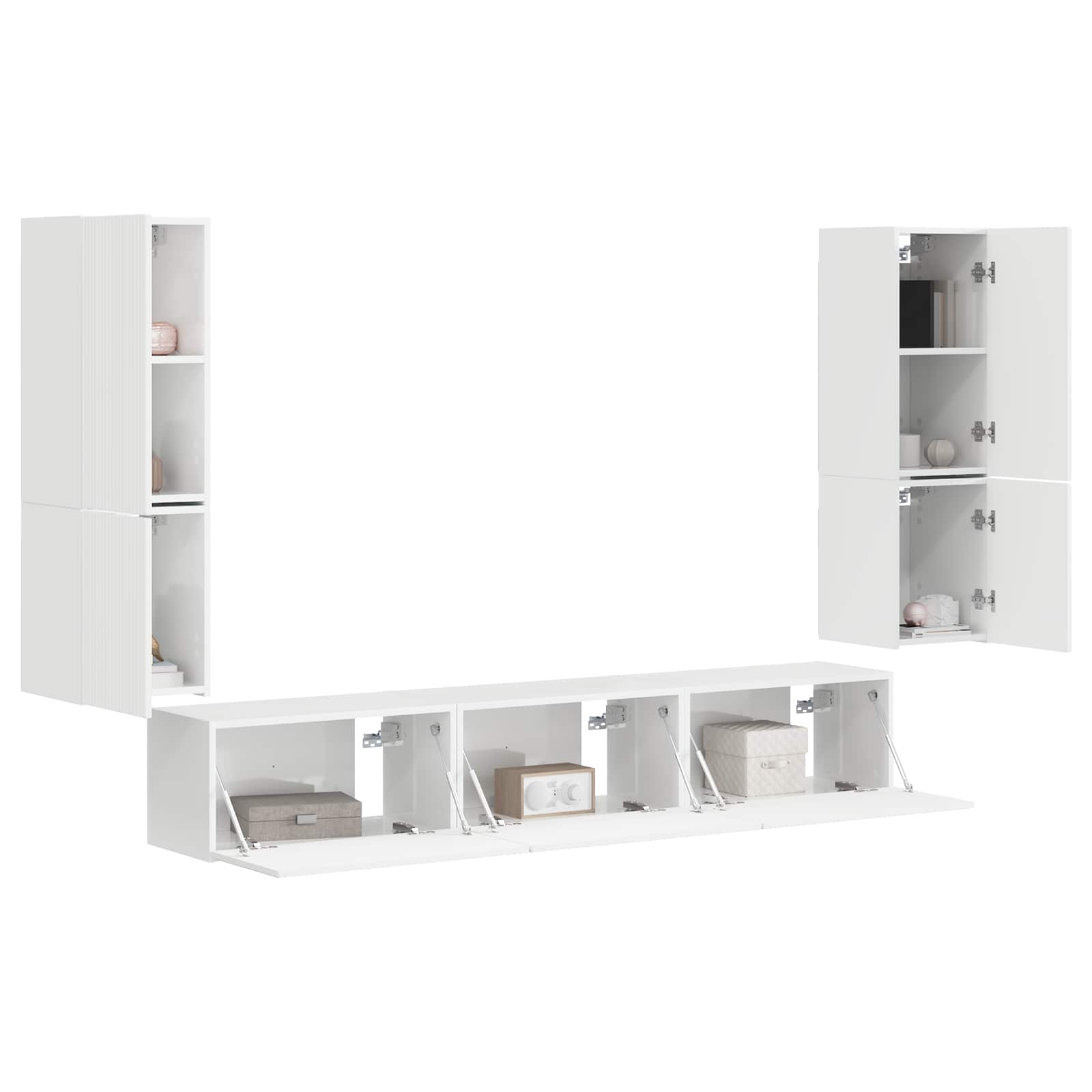 Ensemble meuble TV 4 pcs Blanc brillant Bois d'ingénierie - XIOS