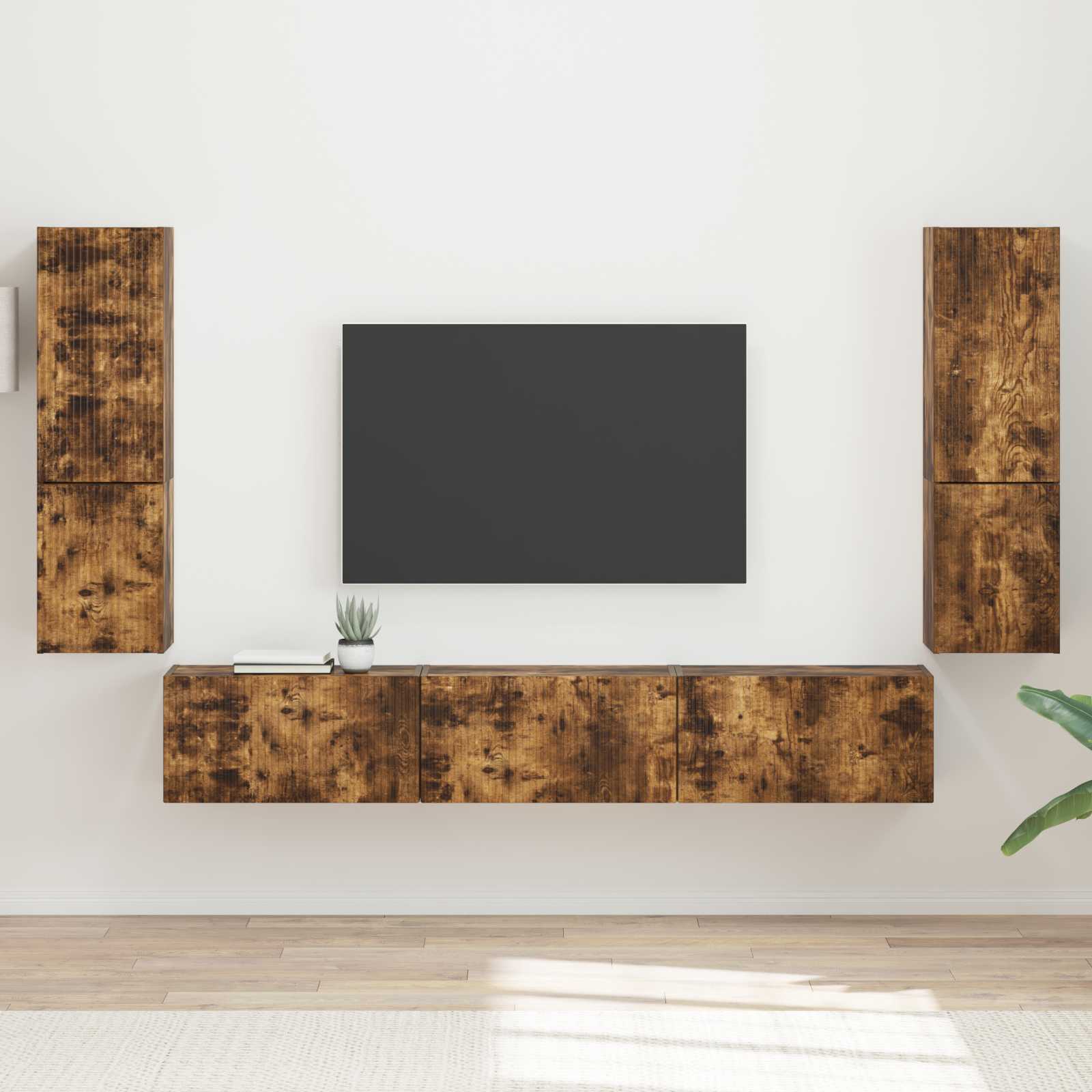 Ensemble meuble TV 4 pcs Chêne fumé Bois d'ingénierie - XIOS