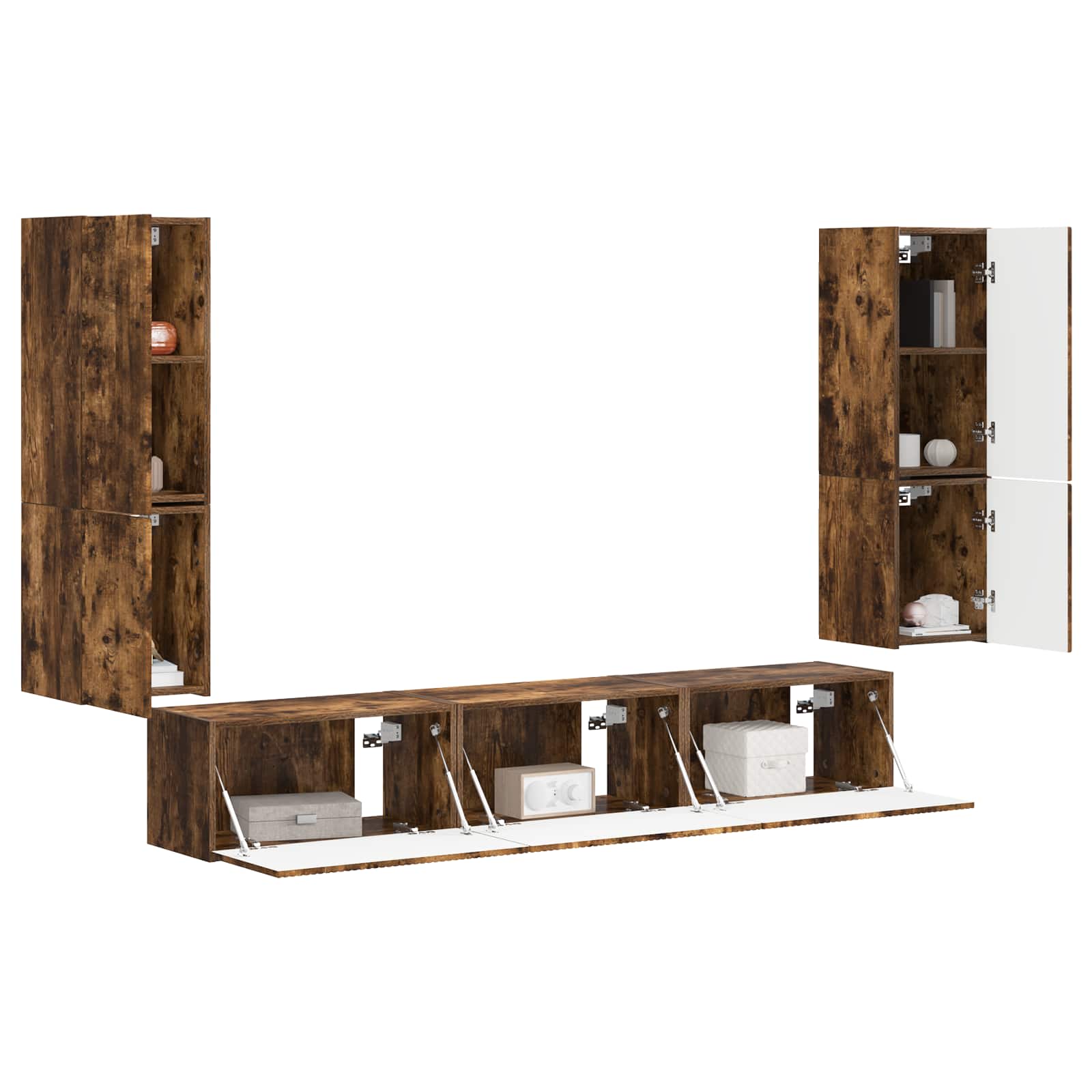 Ensemble meuble TV 4 pcs Chêne fumé Bois d'ingénierie - XIOS