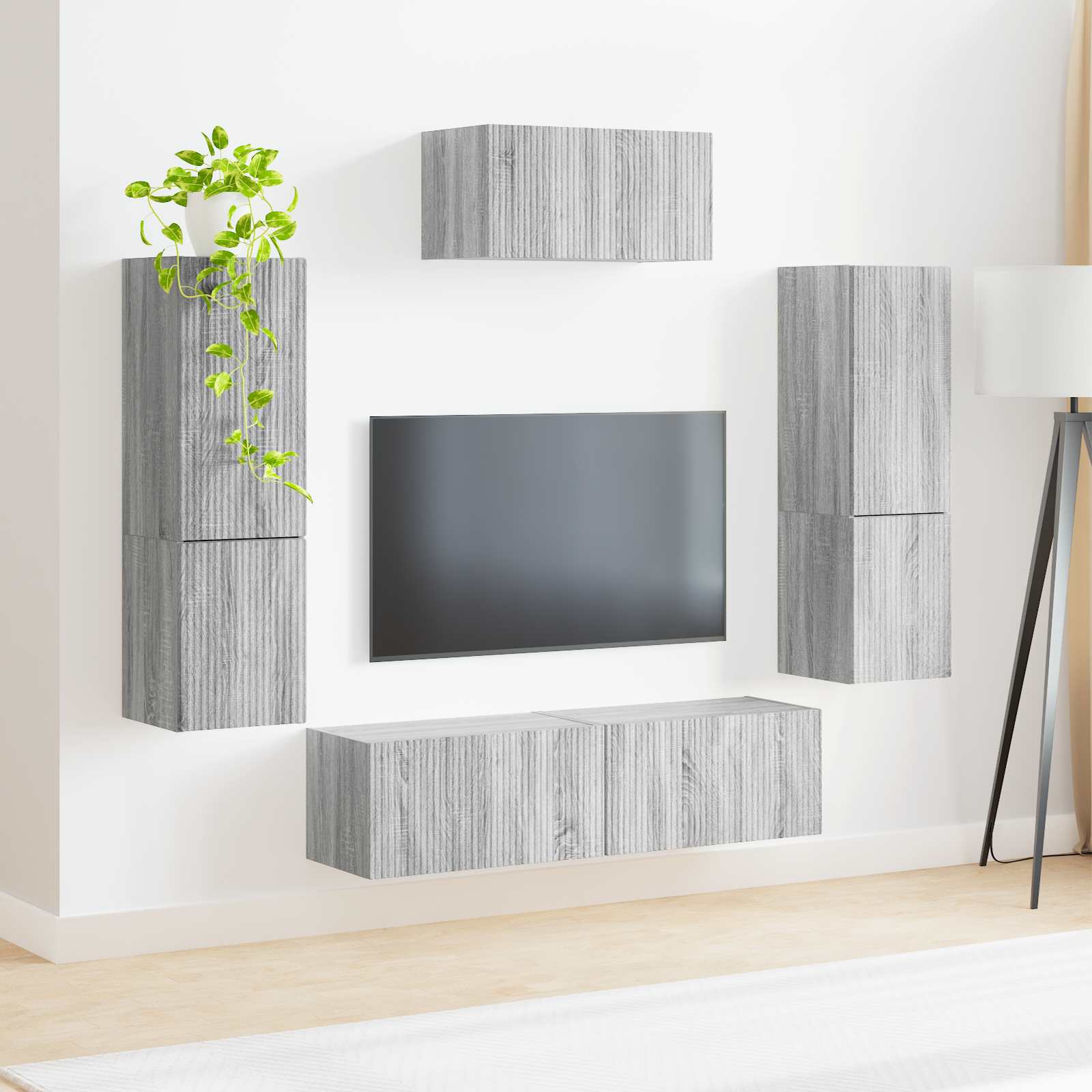Ensemble meuble TV 4 pcs Gris Sonoma Bois d'ingénierie - XIOS