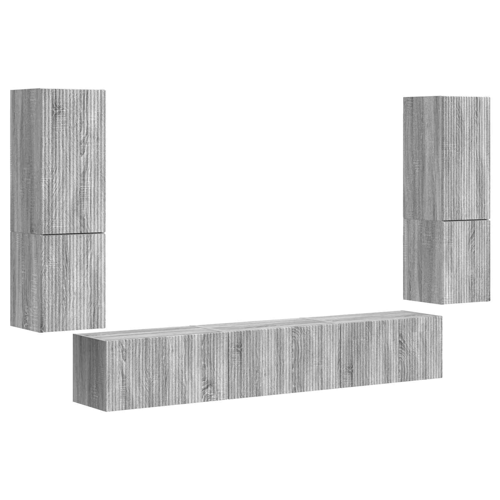 Ensemble meuble TV 4 pcs Gris Sonoma Bois d'ingénierie - XIOS