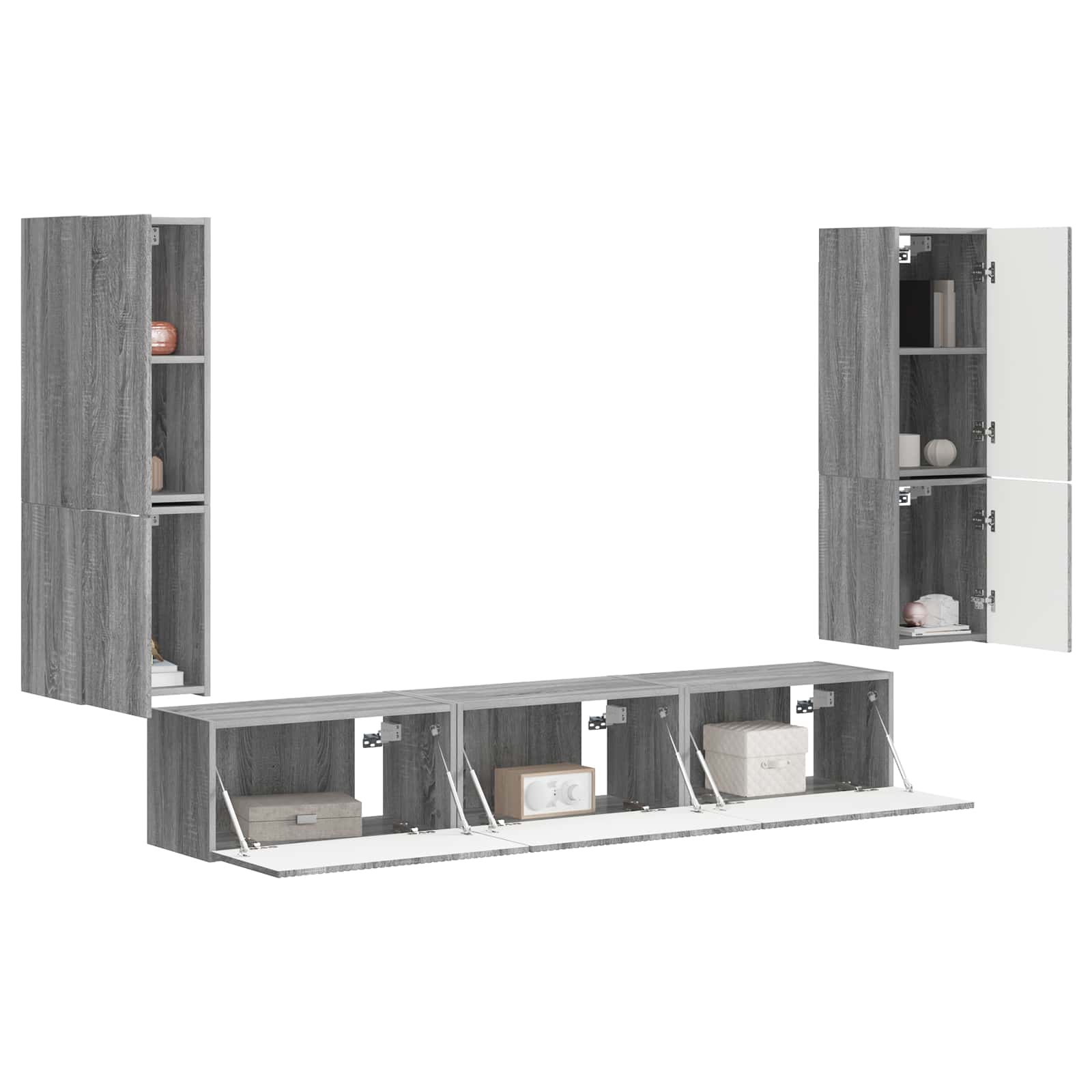 Ensemble meuble TV 4 pcs Gris Sonoma Bois d'ingénierie - XIOS