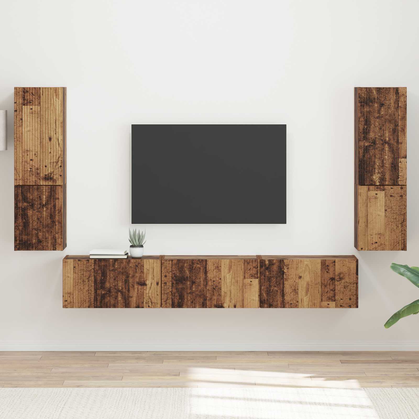 Ensemble meuble TV 4 pcs Bois ancien Bois d'ingénierie - XIOS