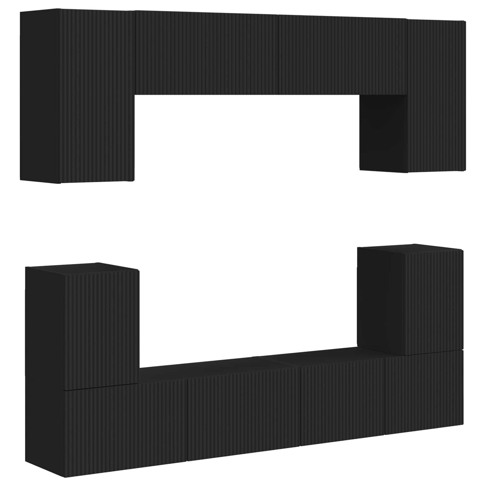 Ensemble meuble TV Montage mural 5 pcs Noir Bois d'ingénierie - XIOS