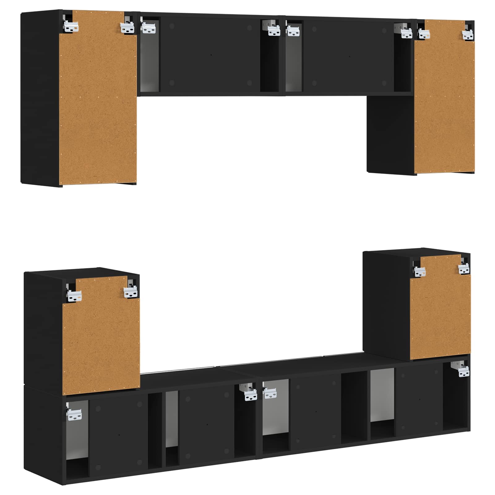 Ensemble meuble TV Montage mural 5 pcs Noir Bois d'ingénierie - XIOS