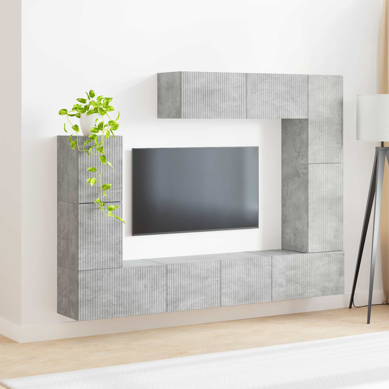 Ensemble meuble TV 5 pcs Gris béton Bois d'ingénierie - XIOS