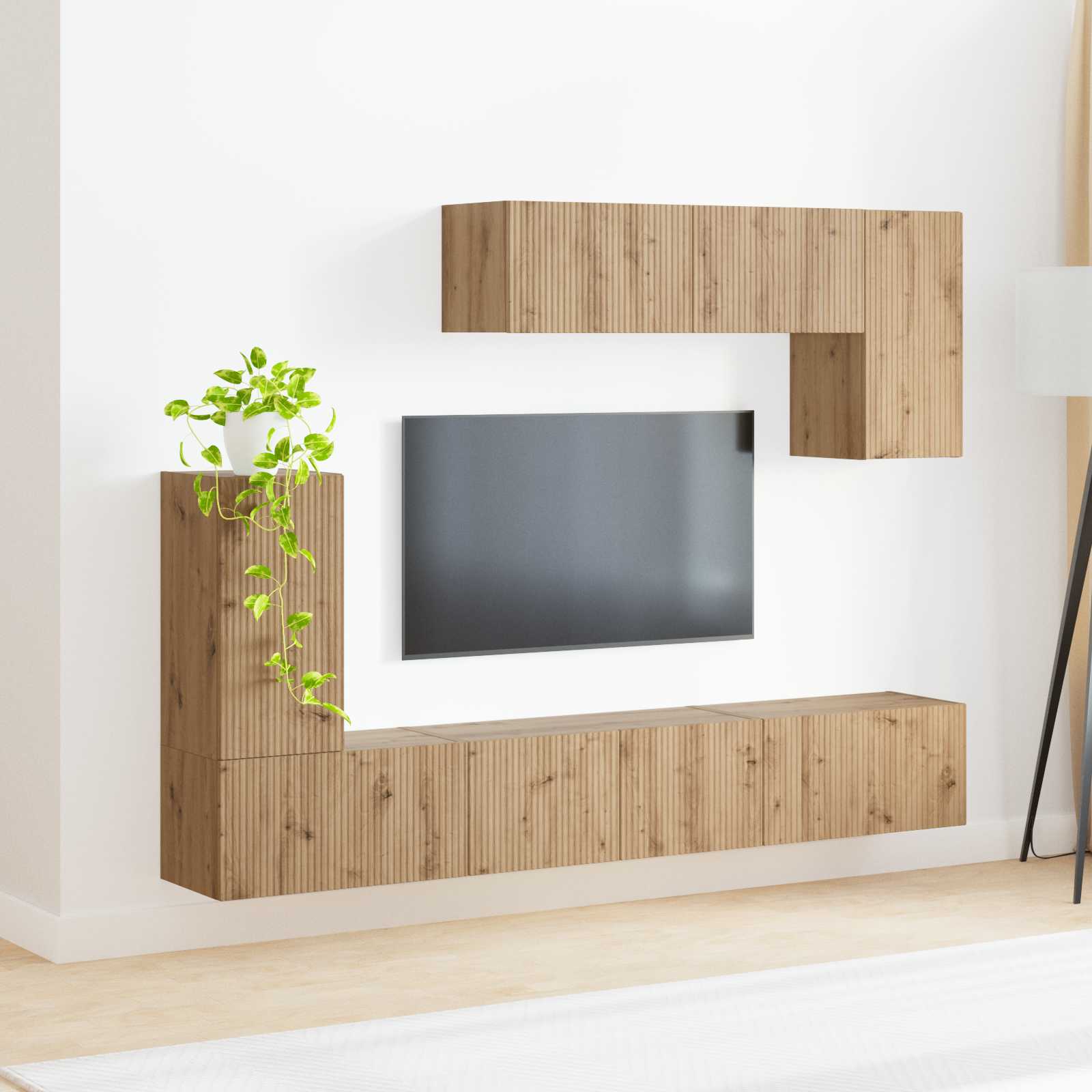 Ensemble meuble TV 5 pcs Gris béton Bois d'ingénierie - XIOS
