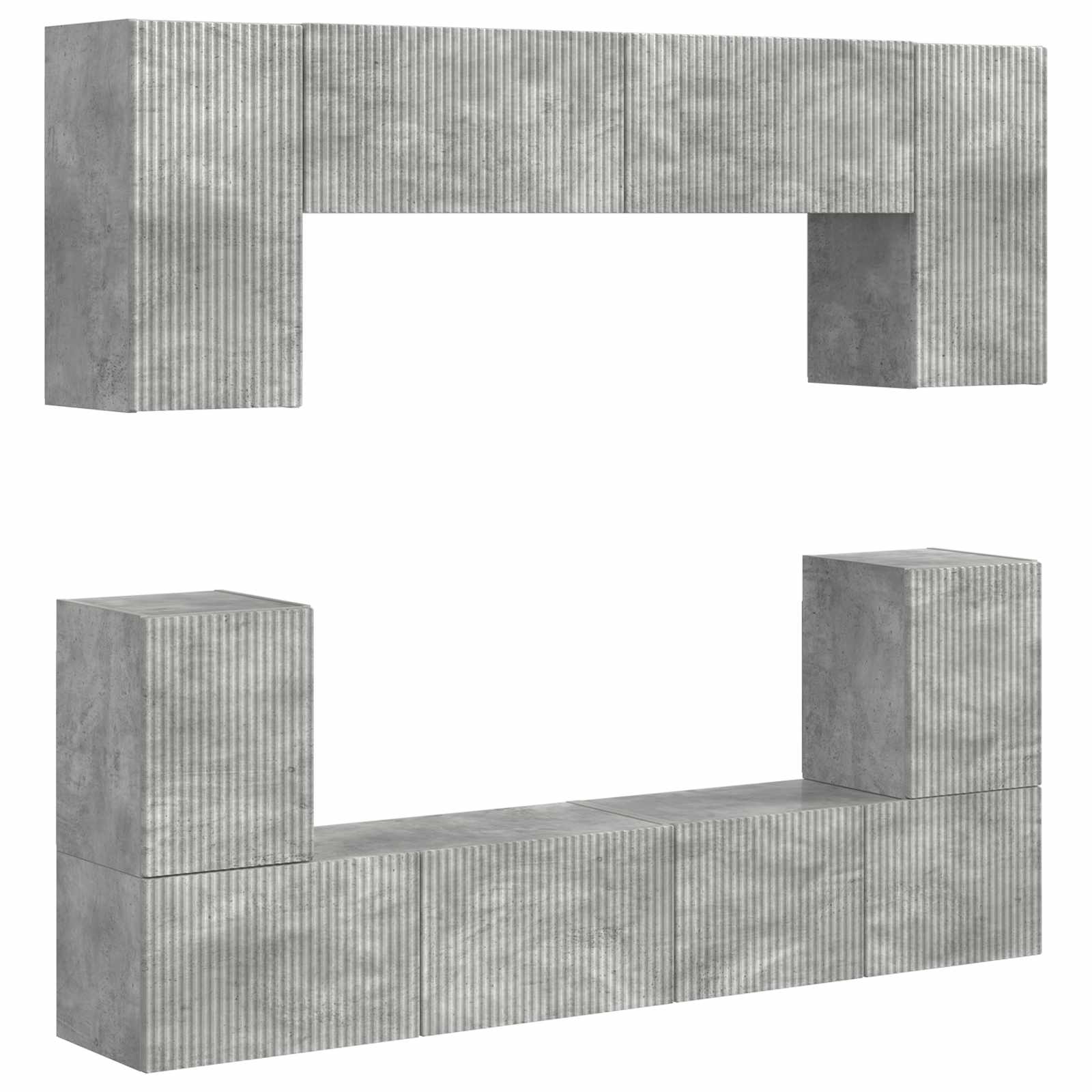 Ensemble meuble TV 5 pcs Gris béton Bois d'ingénierie - XIOS