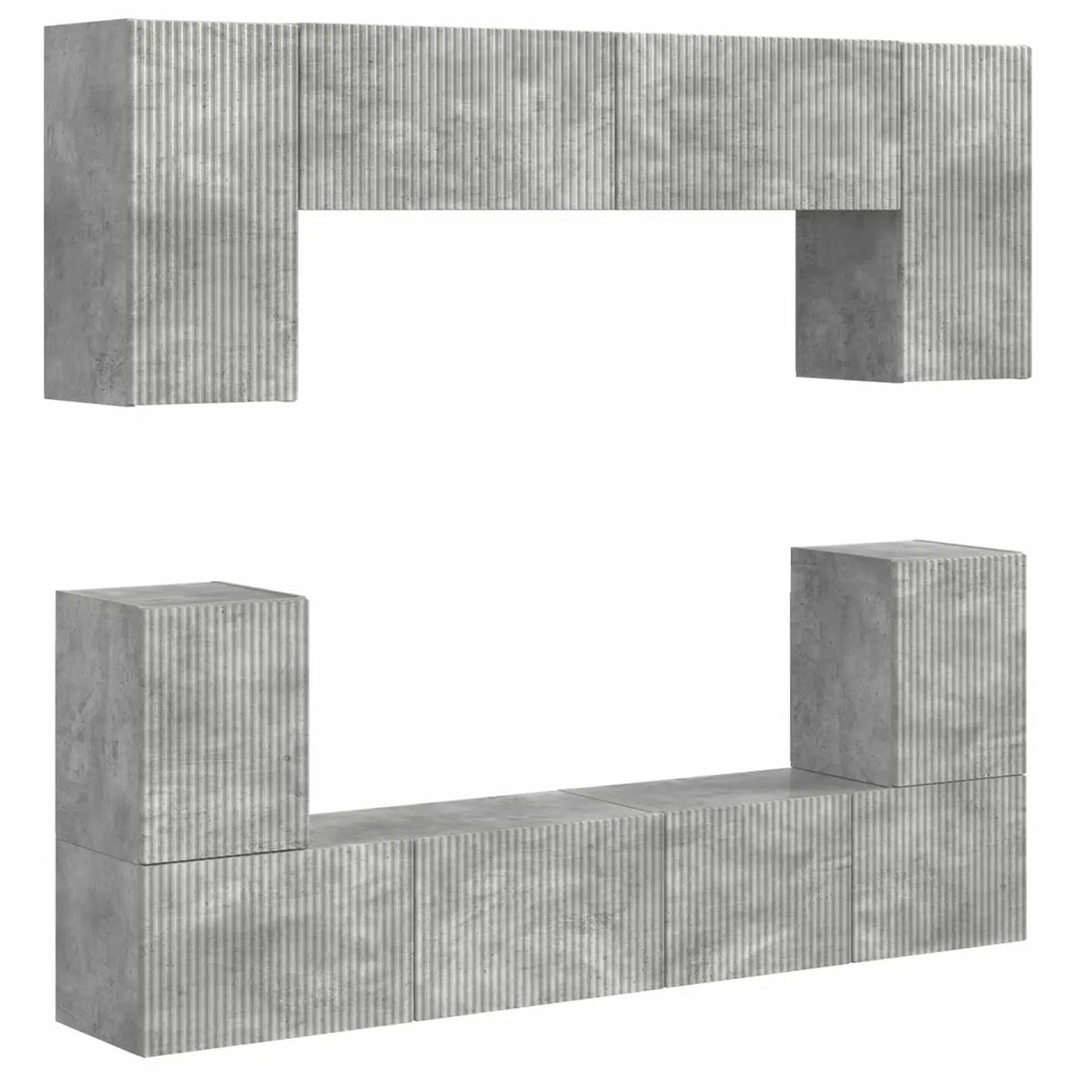 Ensemble meuble TV 5 pc Gris béton Bois d’ingénierie - XIOS