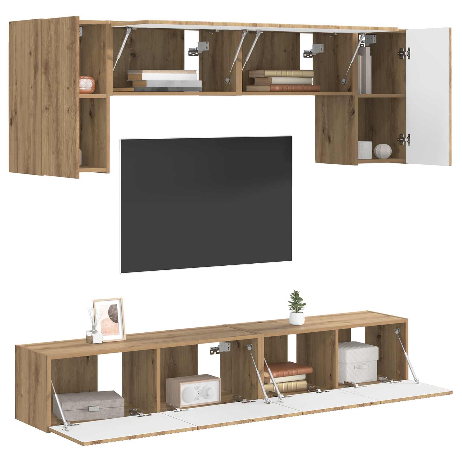 Ensemble meuble TV 5 pcs Gris béton Bois d'ingénierie - XIOS