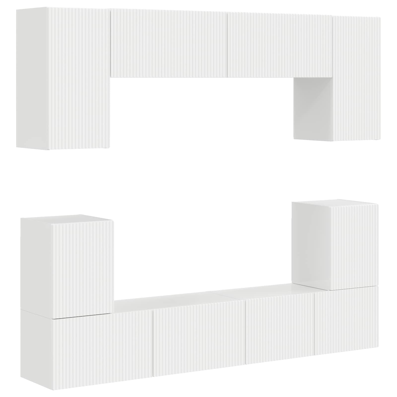 Ensemble meuble TV 5 pcs Blanc brillant Bois d'ingénierie - XIOS