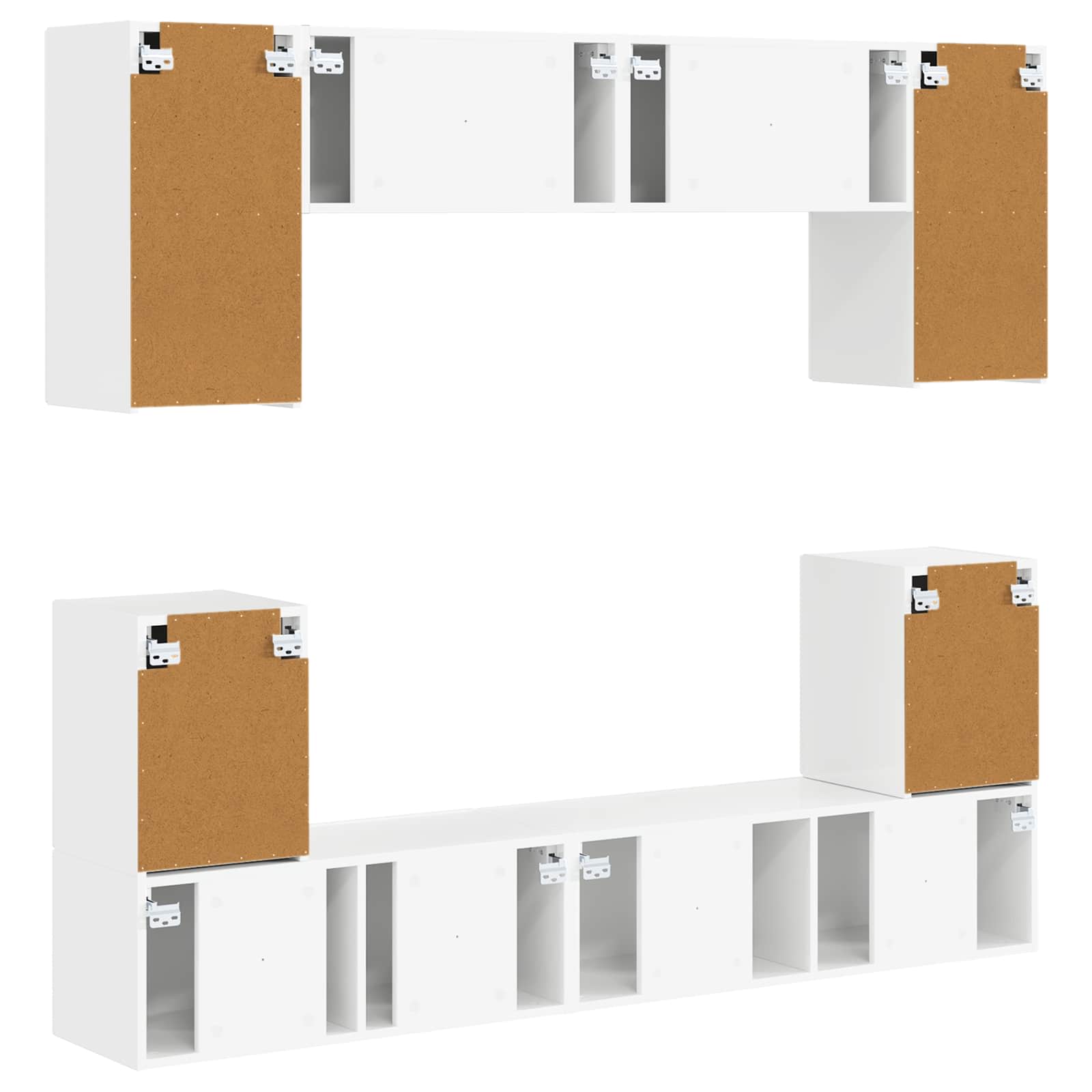 Ensemble meuble TV 5 pcs Blanc brillant Bois d'ingénierie - XIOS