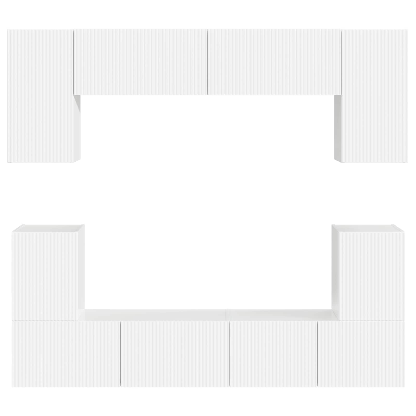 Ensemble meuble TV 5 pcs Blanc brillant Bois d'ingénierie - XIOS