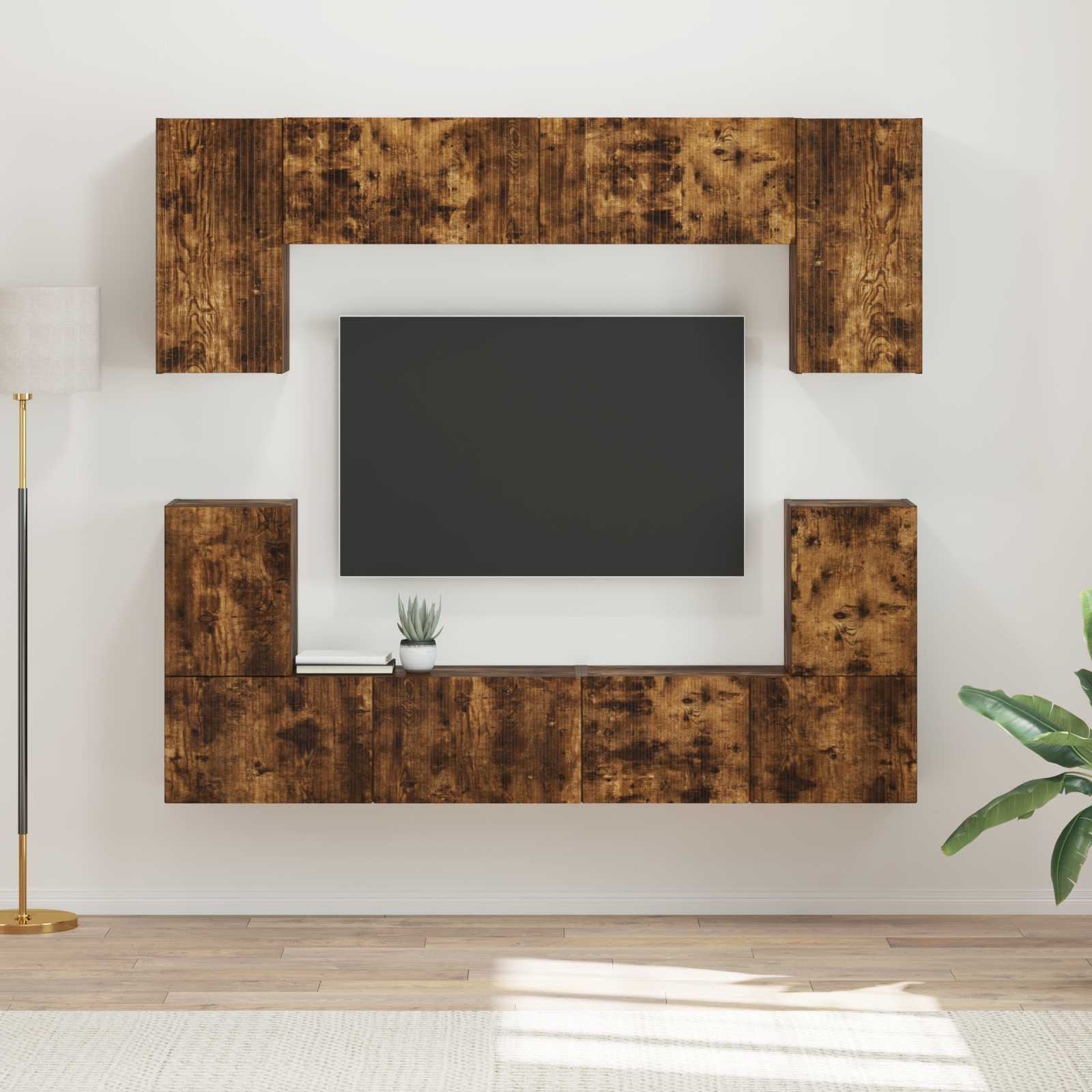 Ensemble meuble TV 5 pcs Chêne fumé Bois d'ingénierie - XIOS