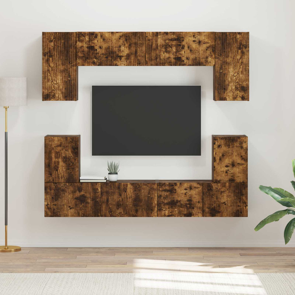 Ensemble meuble TV 5 pc Chêne fumé Bois d'ingénierie