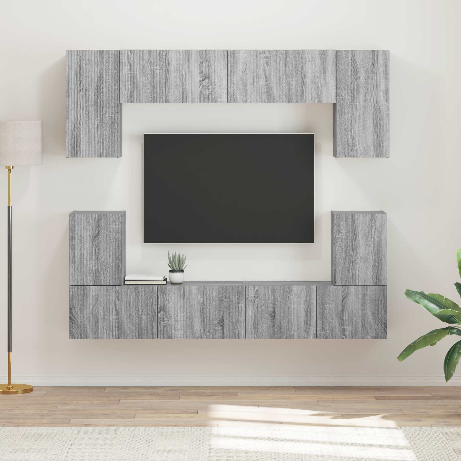 Ensemble meuble TV 5 pcs Gris Sonoma Bois d'ingénierie - XIOS