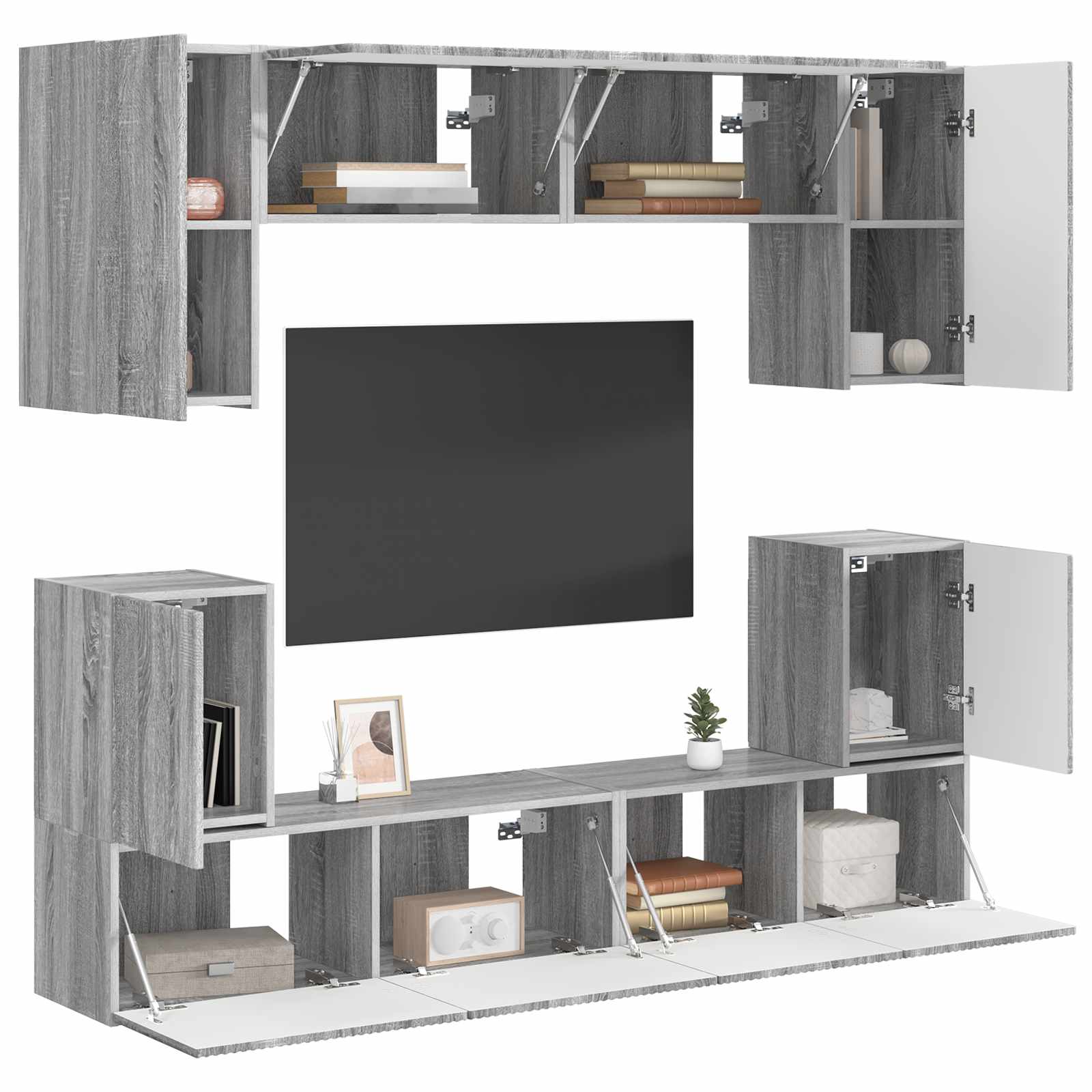 Ensemble meuble TV 5 pcs Gris Sonoma Bois d'ingénierie - XIOS