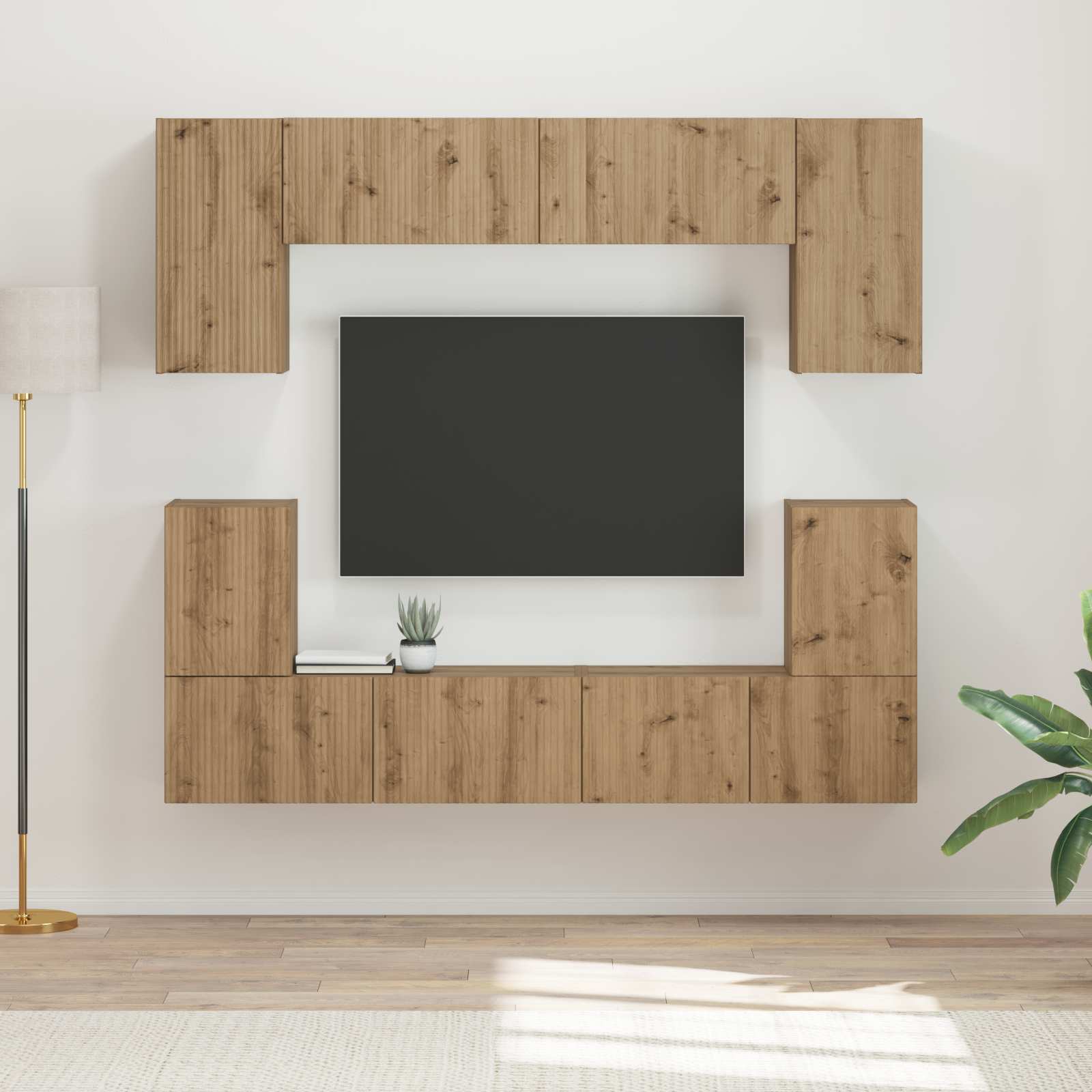 Ensemble meuble TV 5 pc Chêne artisanal Bois d'ingénierie