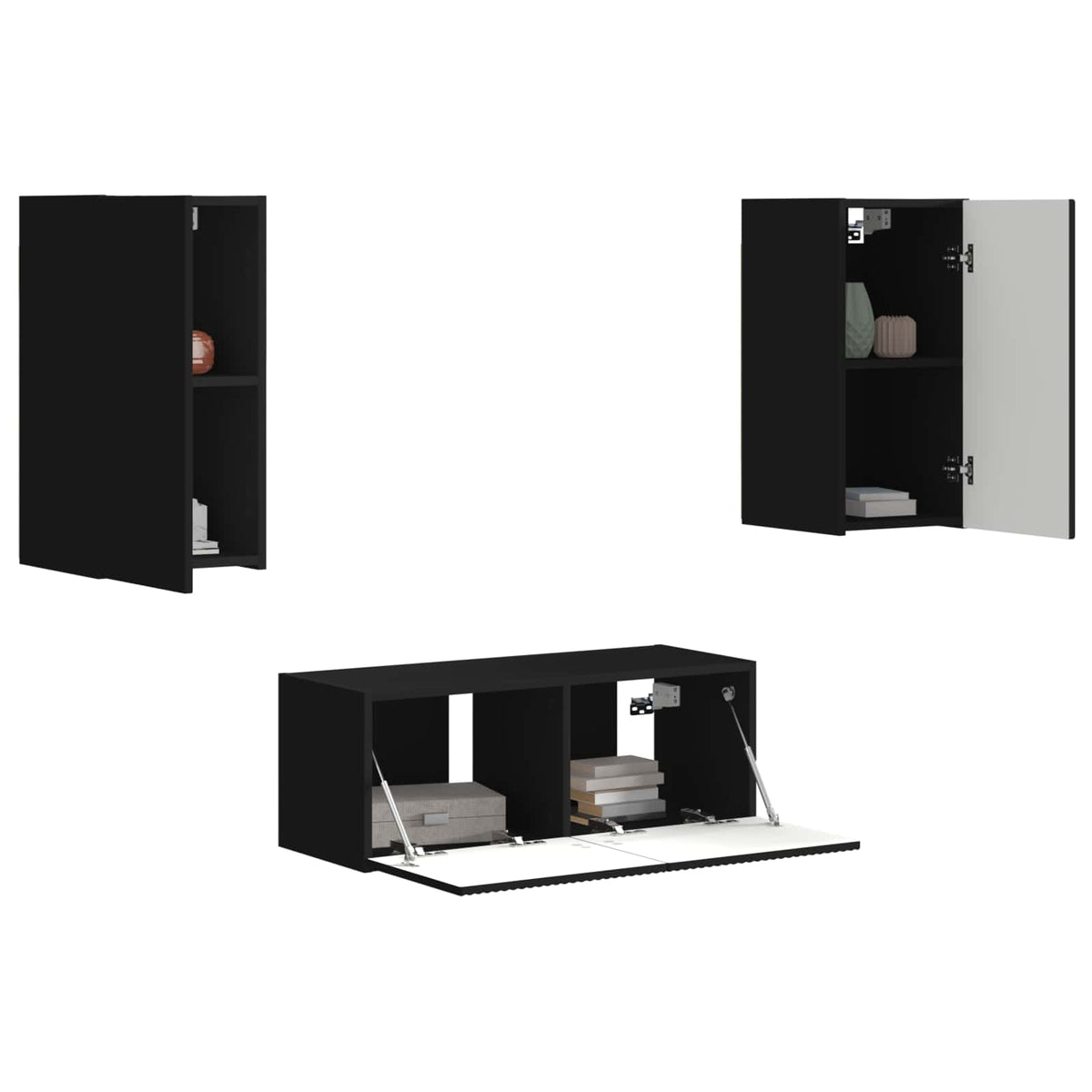 Ensemble meuble TV 6 pc Noir Bois d'ingénierie