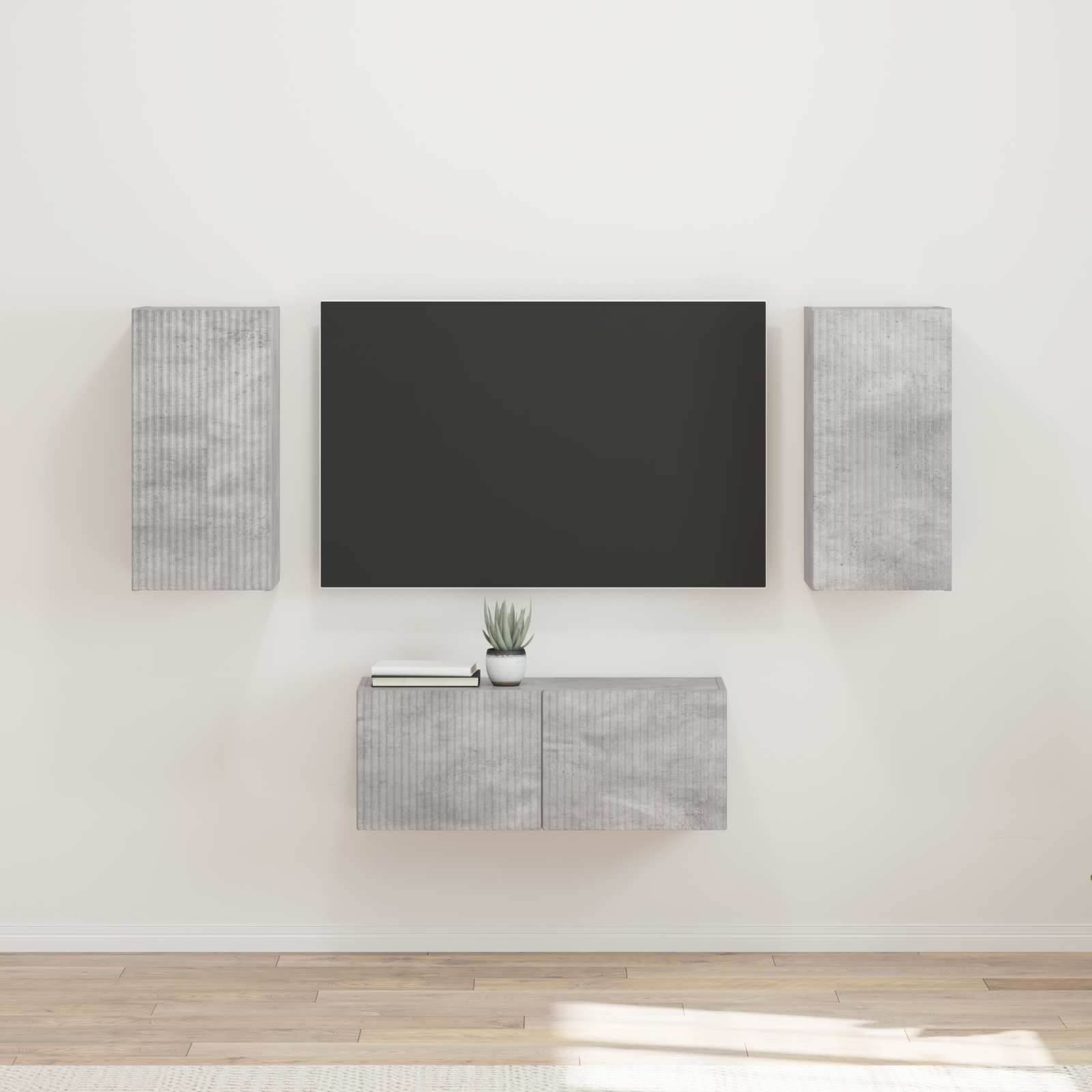 Ensemble meuble TV 6 pcs Gris béton Bois d'ingénierie - XIOS