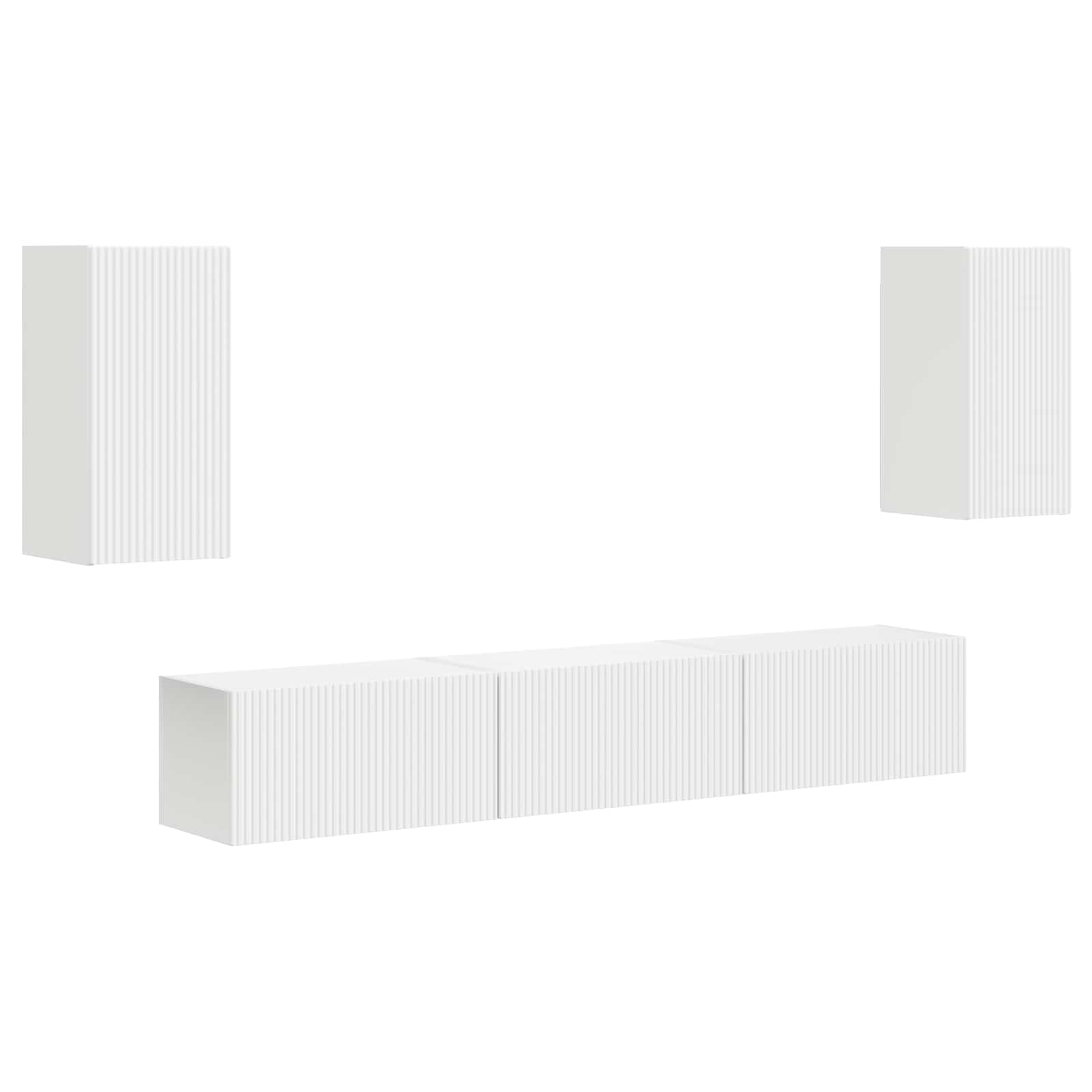 Ensemble meuble TV Montage mural 5 pcs Blanc Bois d'ingénierie - XIOS
