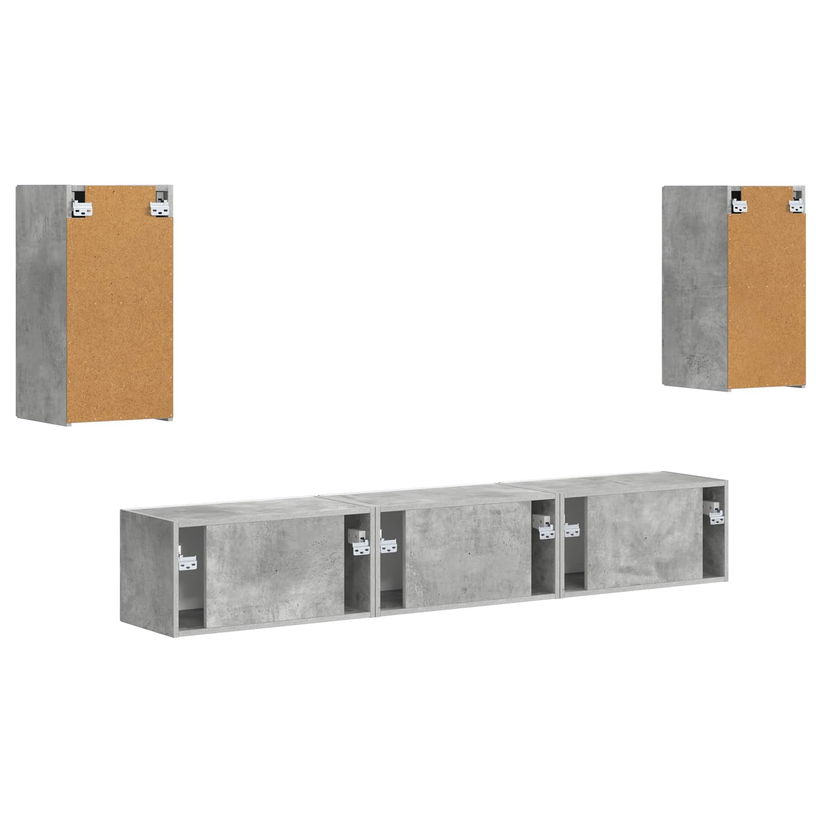 Ensemble meuble TV 5 pcs Gris béton Bois d'ingénierie - XIOS