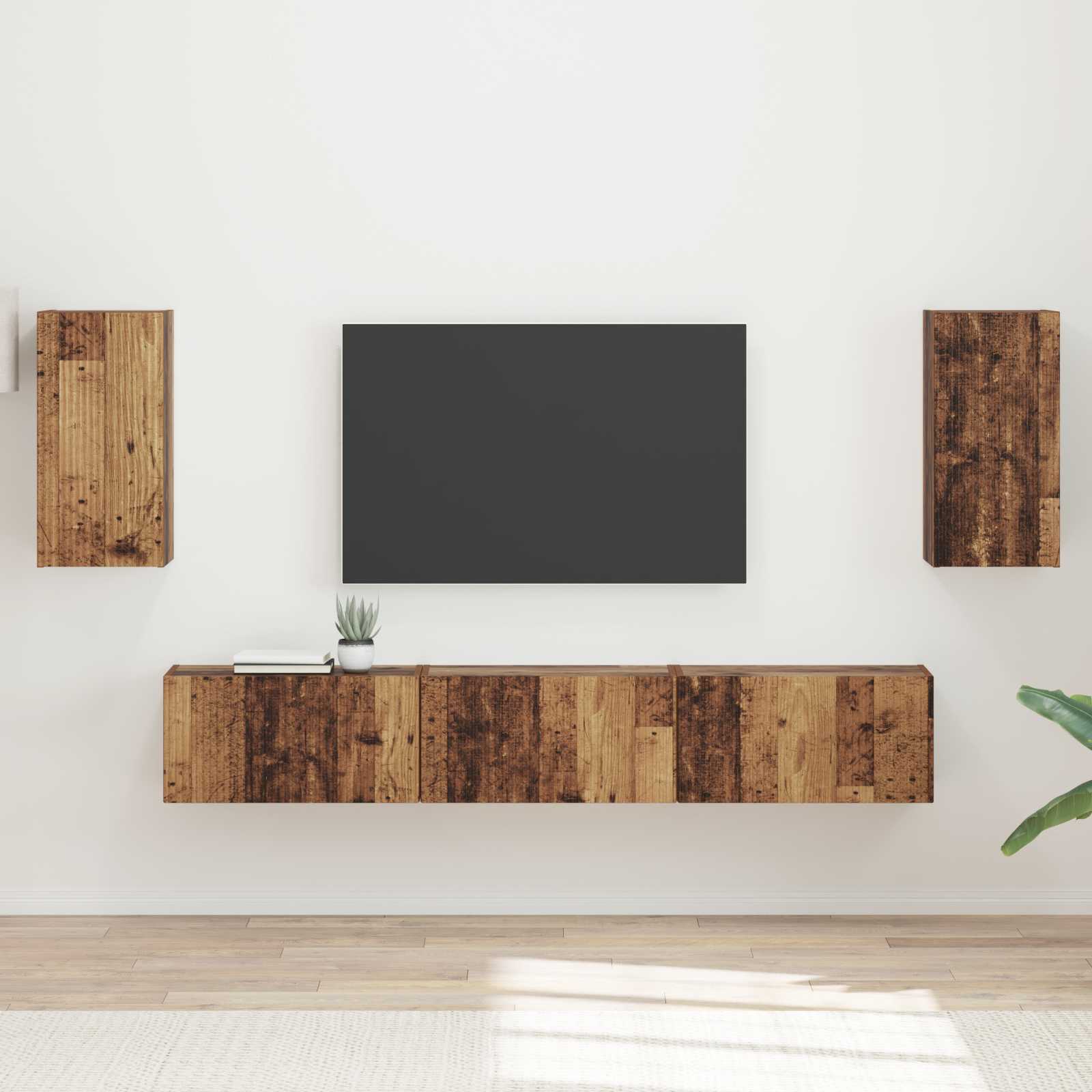 Ensemble meuble TV 5 pcs Bois ancien Bois d'ingénierie - XIOS