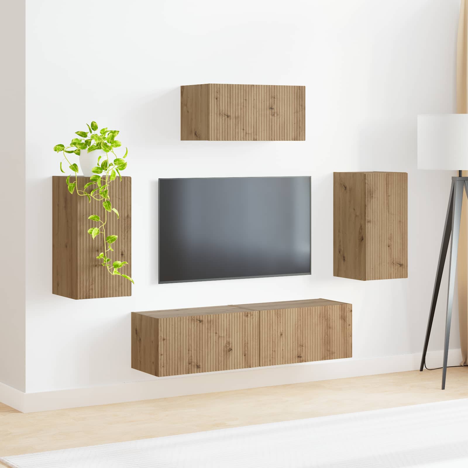 Ensemble meuble TV 5 pcs Chêne artisanal Bois d'ingénierie - XIOS