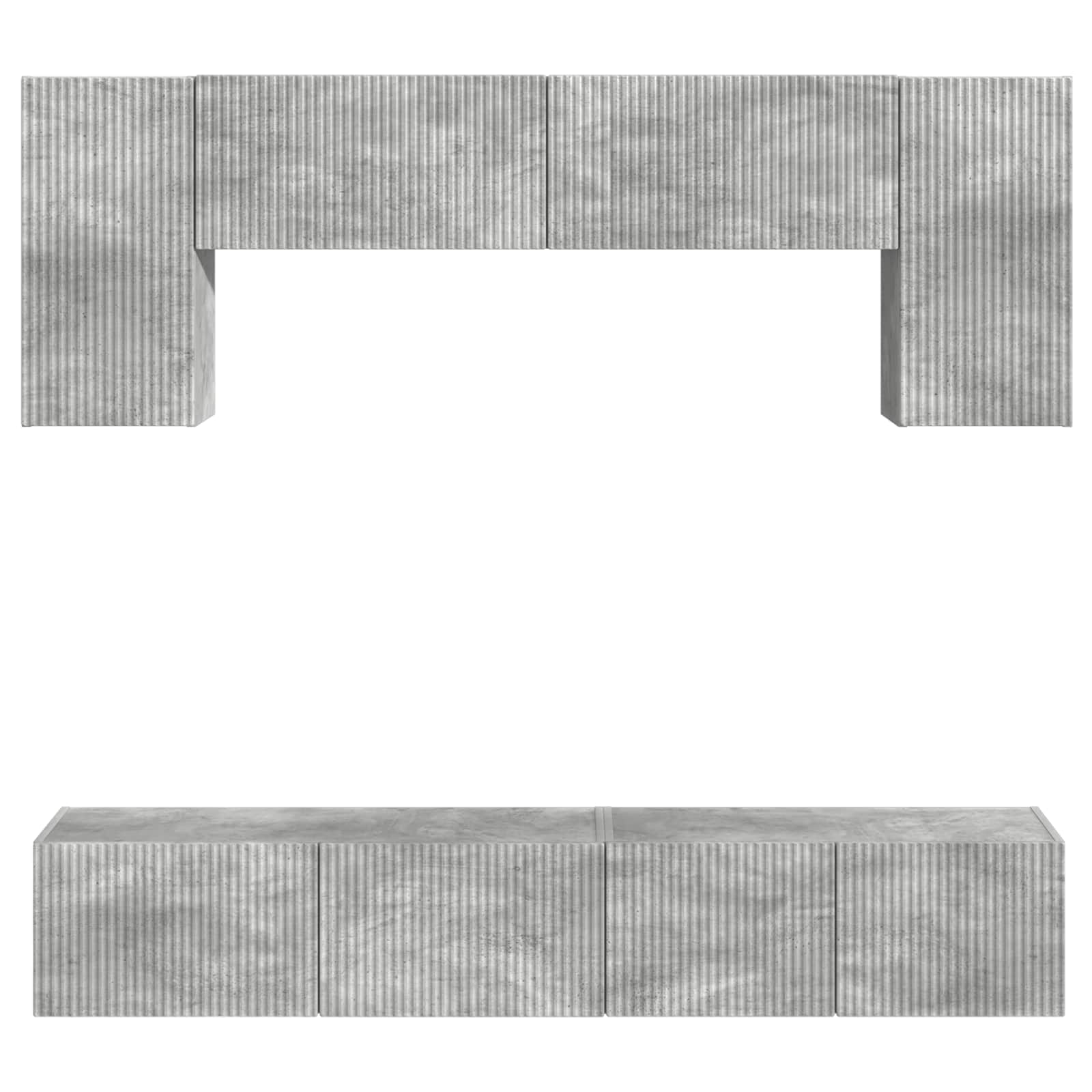 Ensemble meuble TV 4 pcs Gris béton Bois d'ingénierie - XIOS