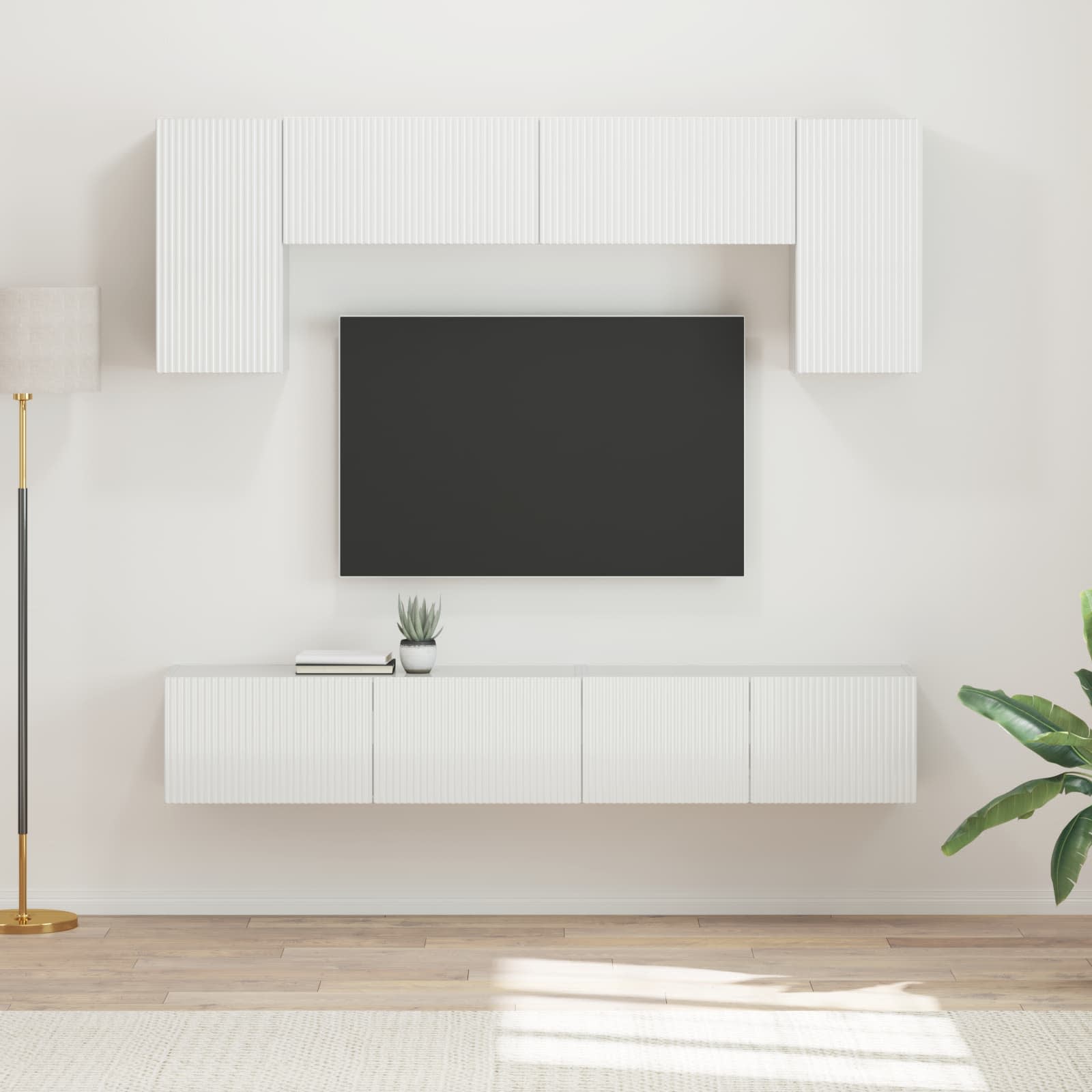 Ensemble meuble TV 4 pcs Blanc brillant Bois d'ingénierie - XIOS