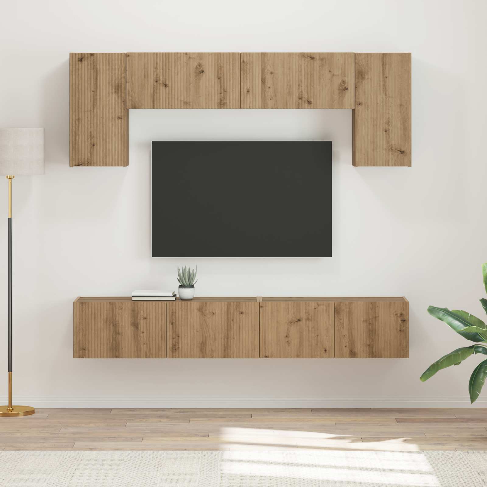 Ensemble meuble TV 4 pcs Blanc brillant Bois d'ingénierie - XIOS