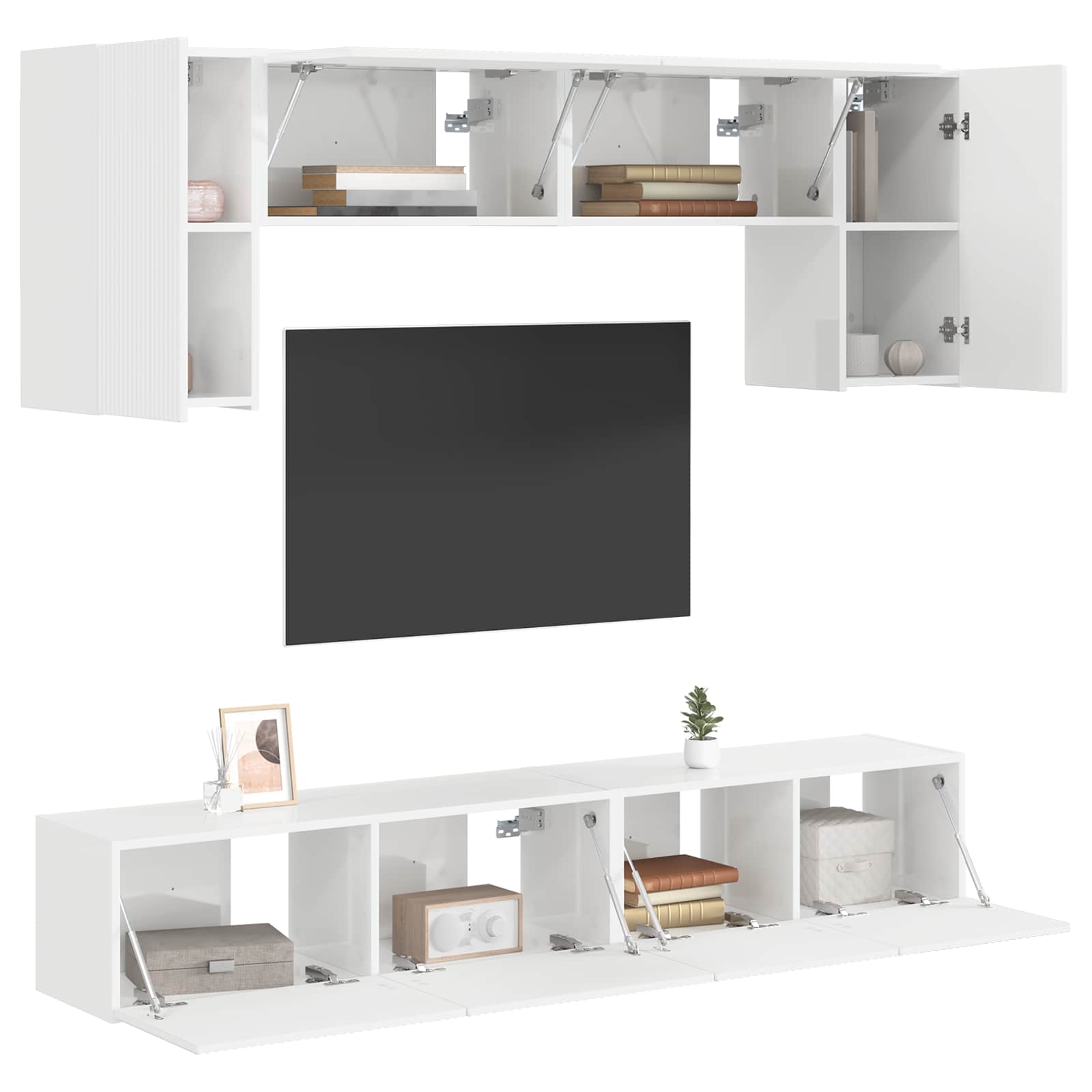 Ensemble meuble TV 4 pcs Blanc brillant Bois d'ingénierie - XIOS