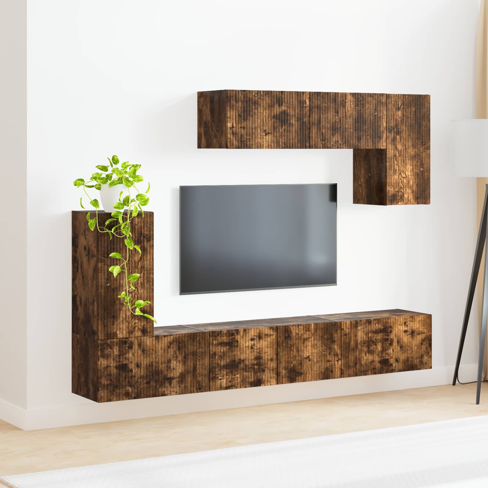 Ensemble meuble TV 4 pcs Chêne fumé Bois d'ingénierie - XIOS