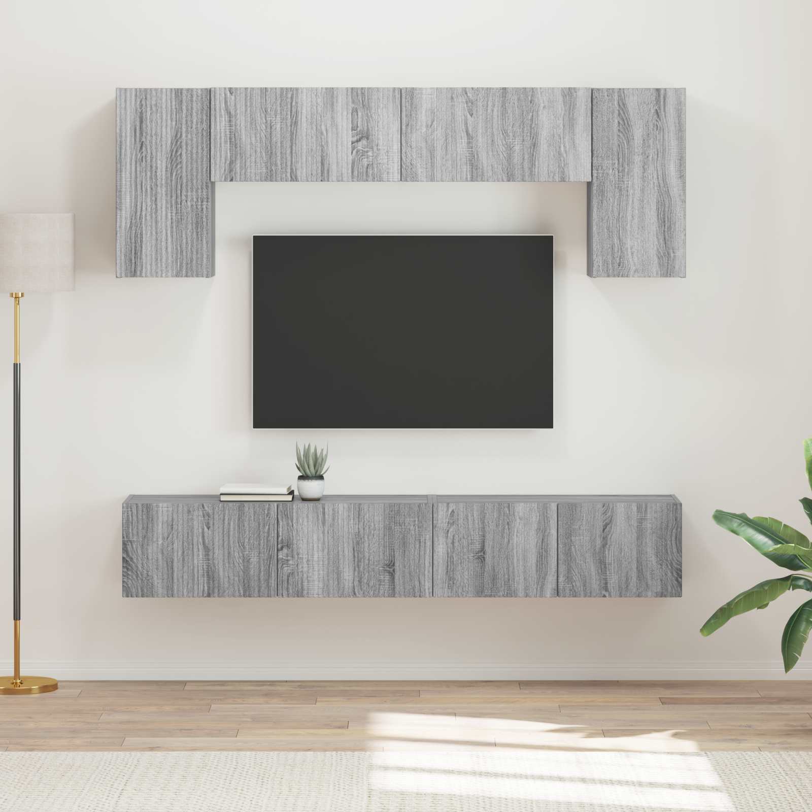 Ensemble meuble TV 4 pcs Gris Sonoma Bois d'ingénierie - XIOS