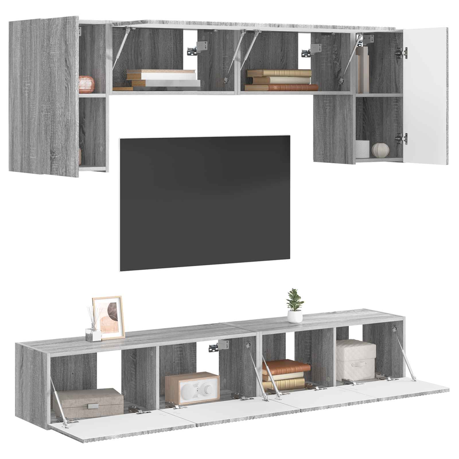 Ensemble meuble TV 4 pcs Gris Sonoma Bois d'ingénierie - XIOS