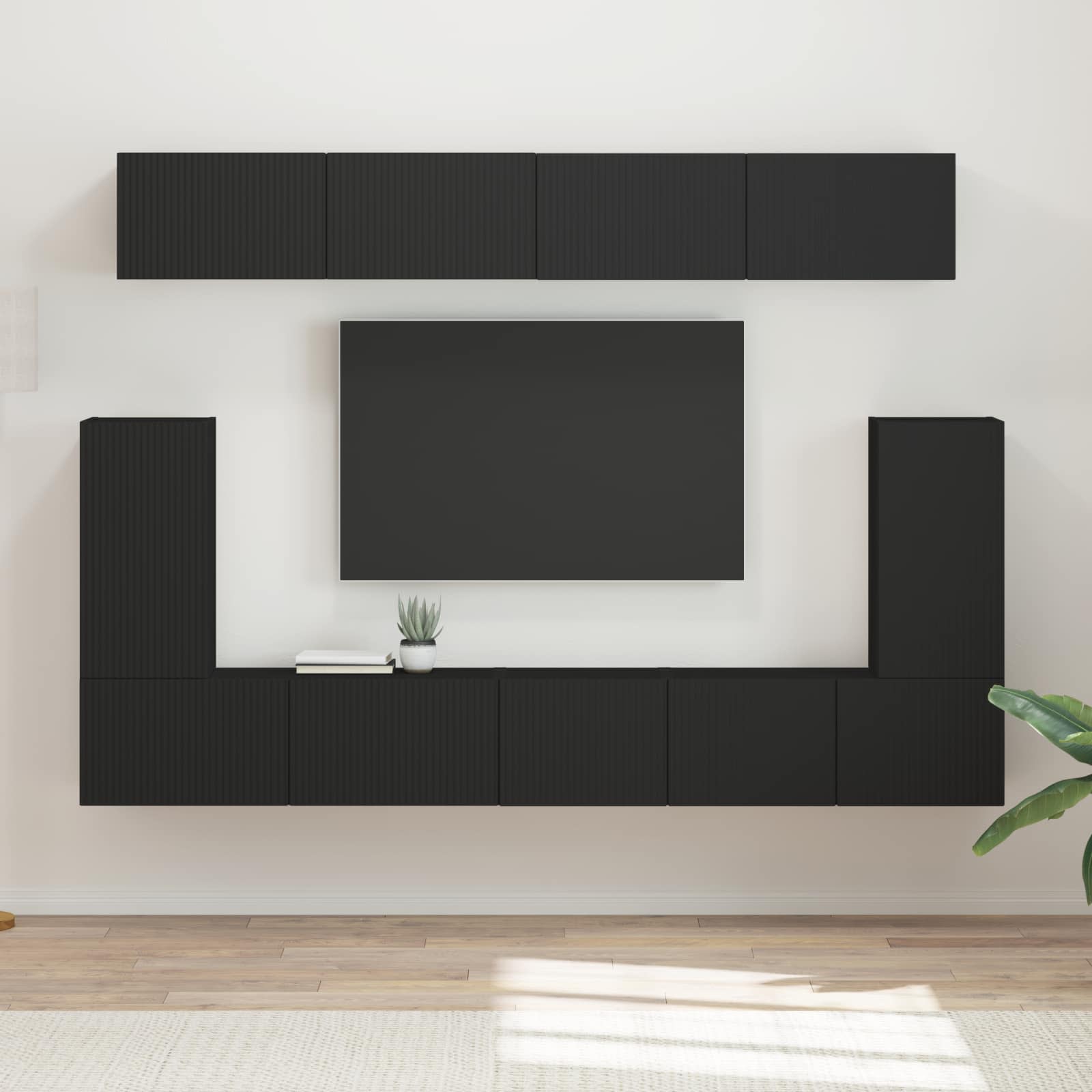 Ensemble meuble TV 5 pc Noir Bois d'ingénierie