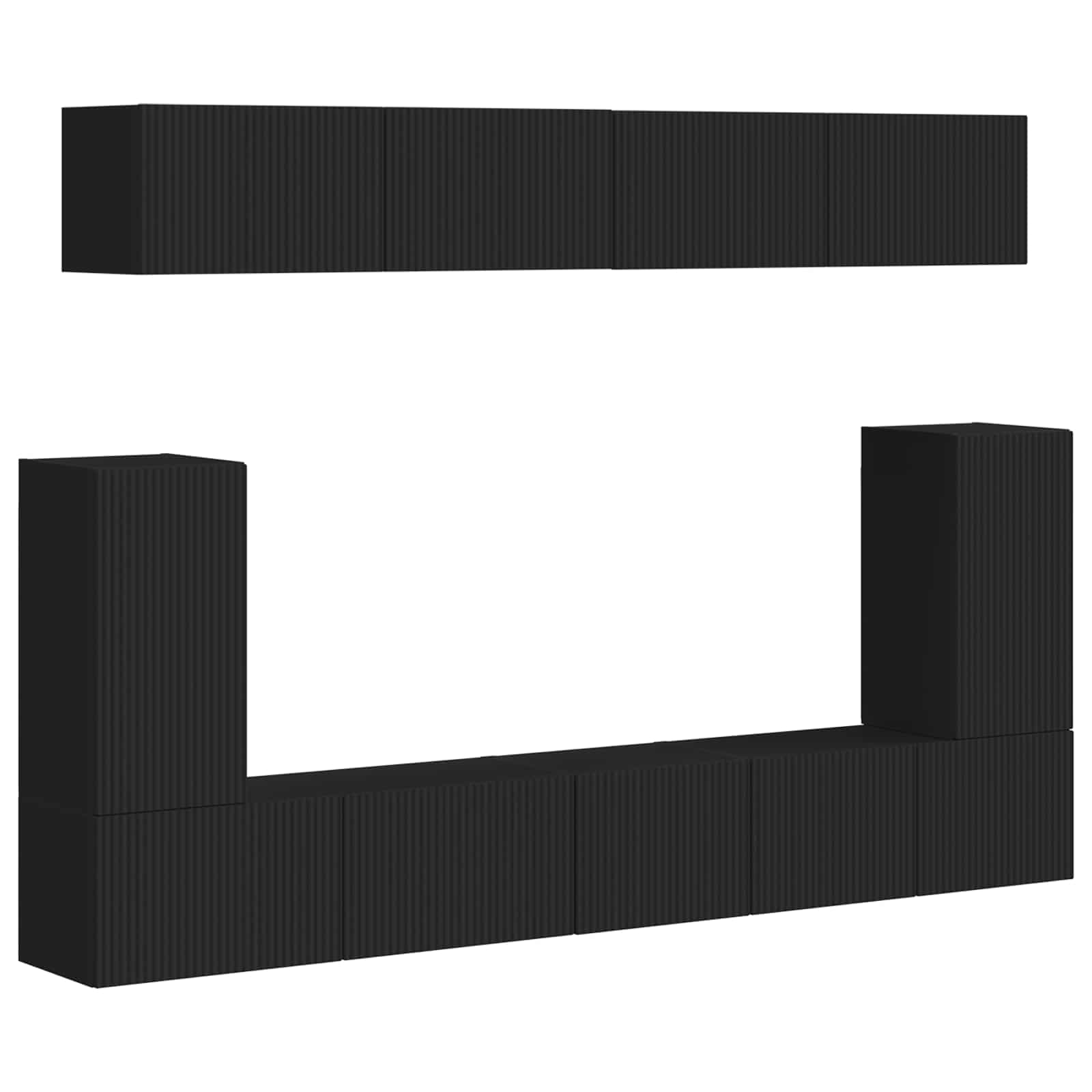 Ensemble meuble TV 5 pc Noir Bois d'ingénierie