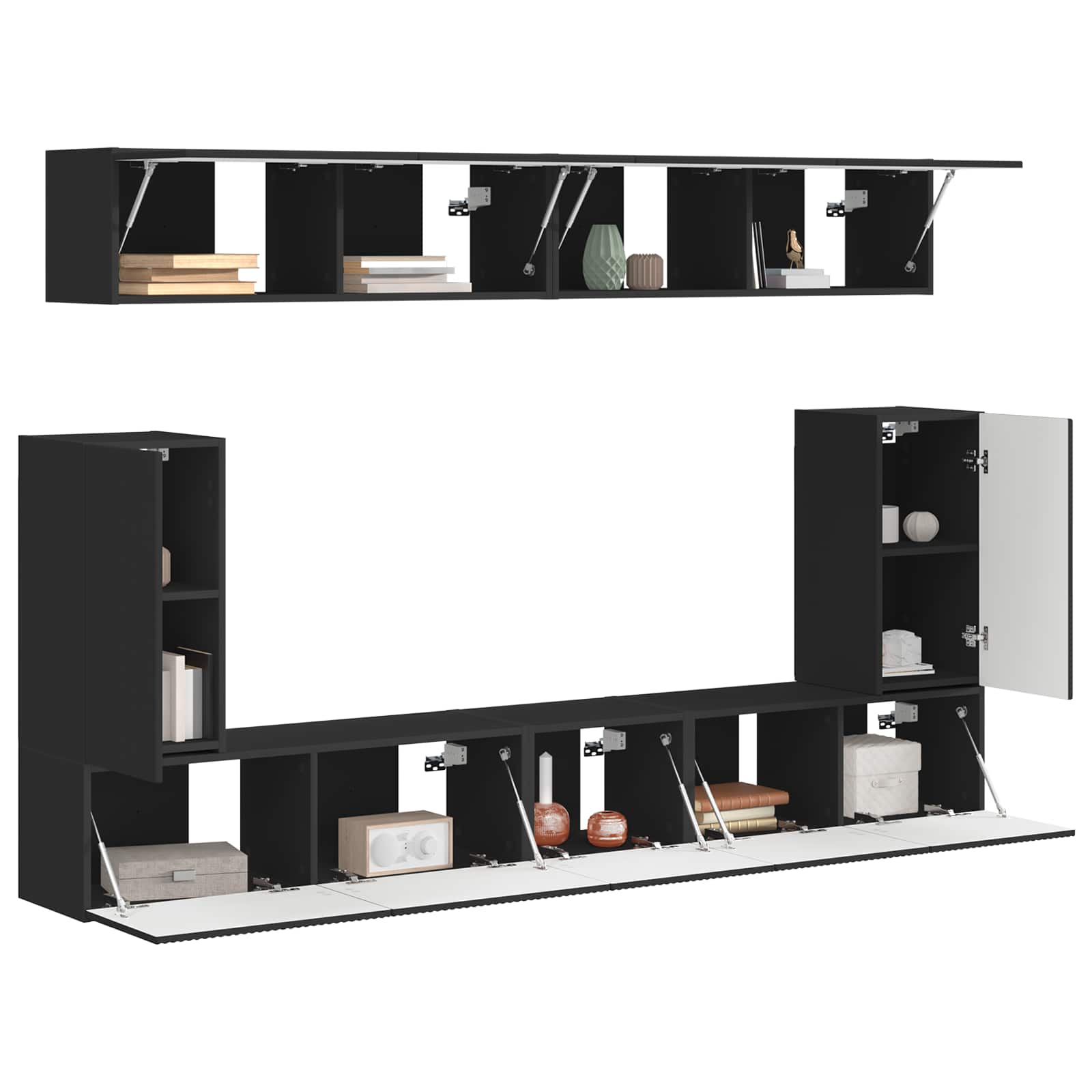 Ensemble meuble TV 5 pc Noir Bois d'ingénierie