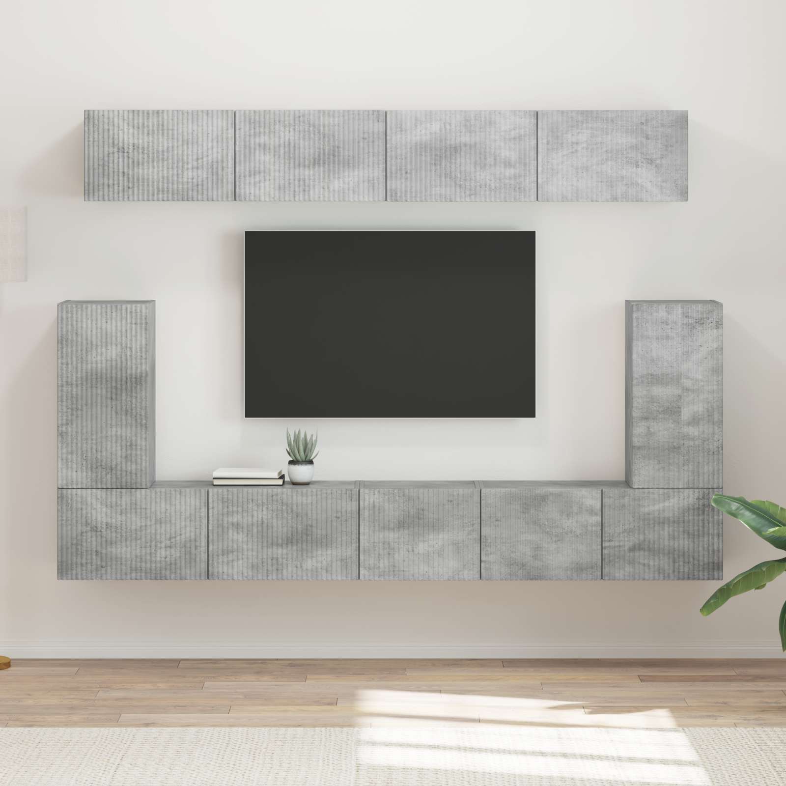Ensemble meuble TV 5 pcs Gris béton Bois d'ingénierie - XIOS